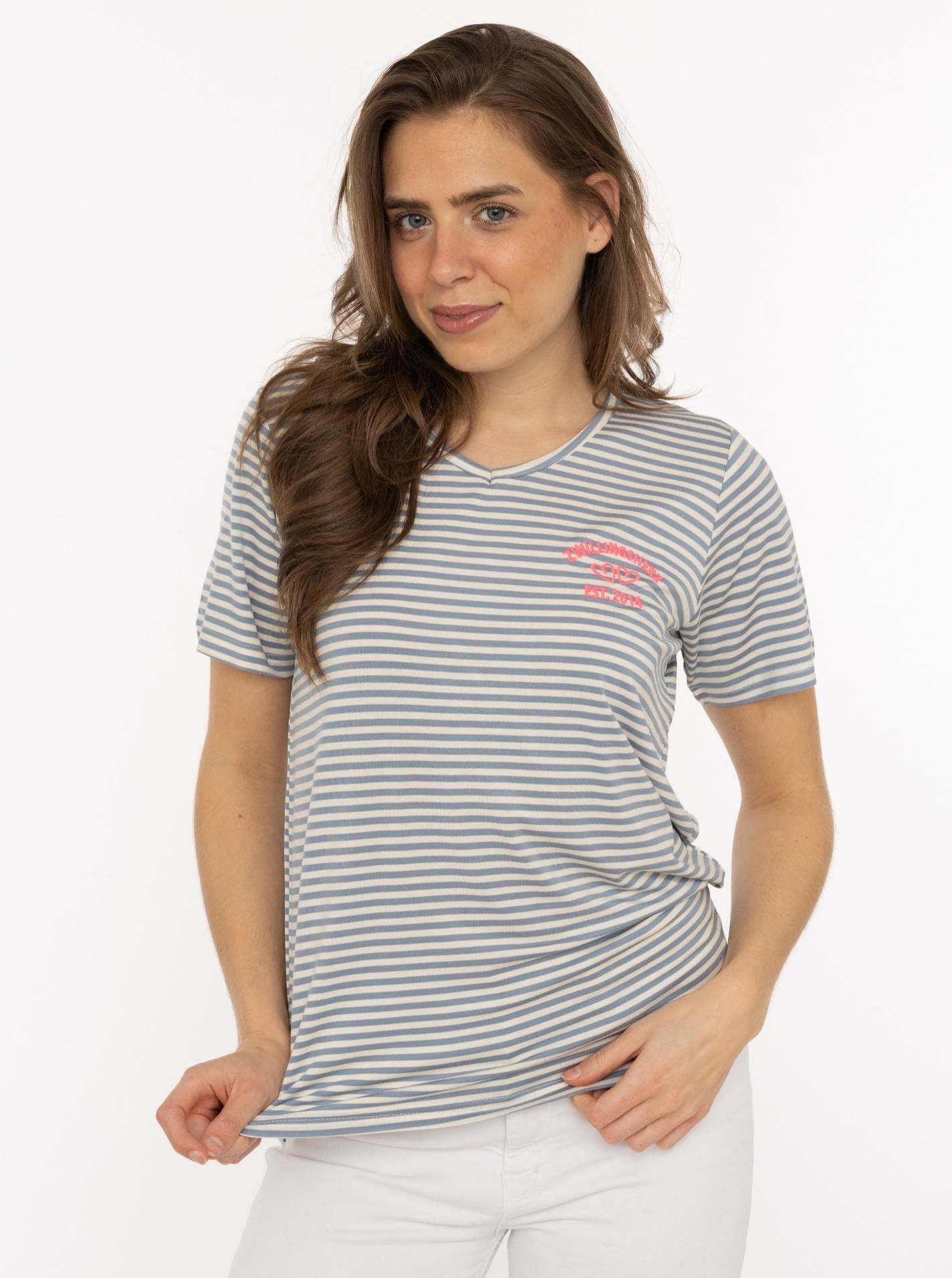 Zwillingsherz T-Shirt ""Zwillingsherz"" V-Neck, gestreift, kleines Motiv ge günstig online kaufen