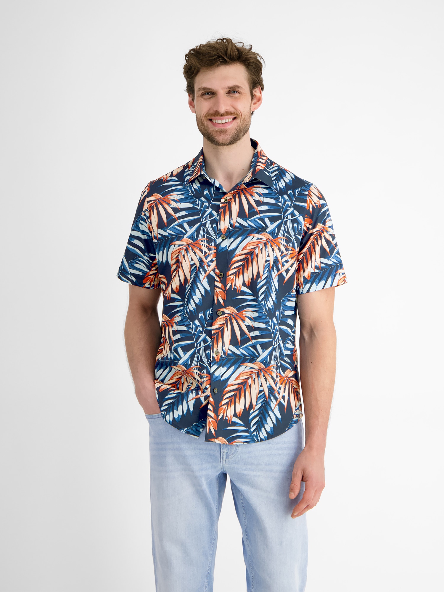 LERROS Kurzarmhemd »LERROS Hawaiihemd, floral gemustert«