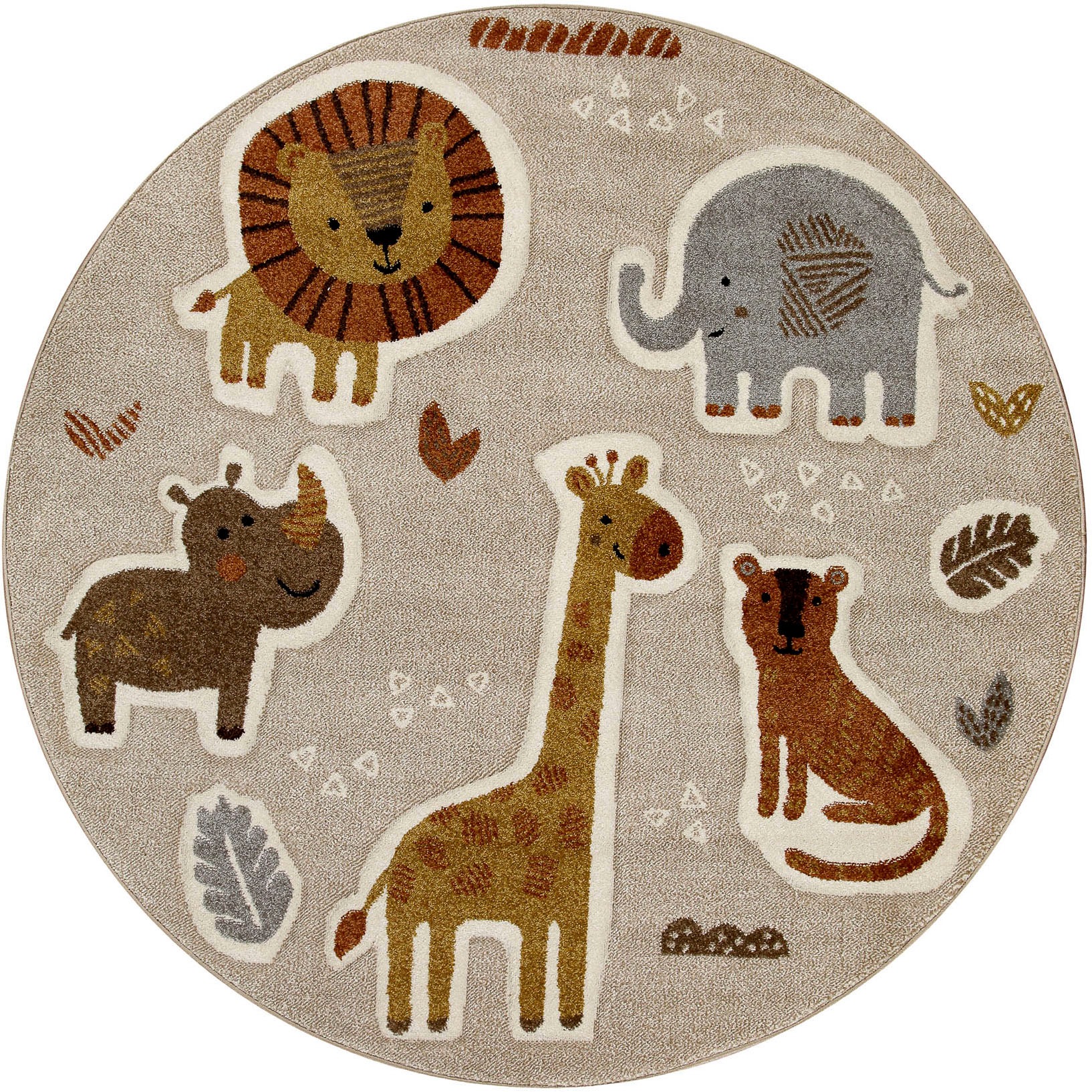 SMART KIDS Kinderteppich »Nala & Friends«, rund, 10 mm Höhe, Moderner Spielteppich, strapazierfähig, pflegeleicht, Konturenschnitt