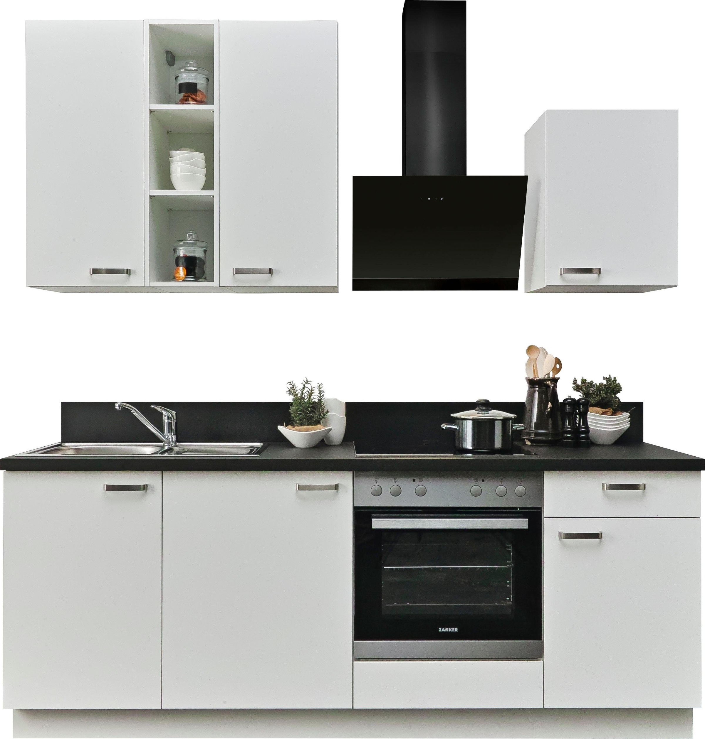 Express Küchen Küchenzeile »Bari«, Soft-Close-Funktion und Vollauszug, vormontiert, Breite 220 cm
