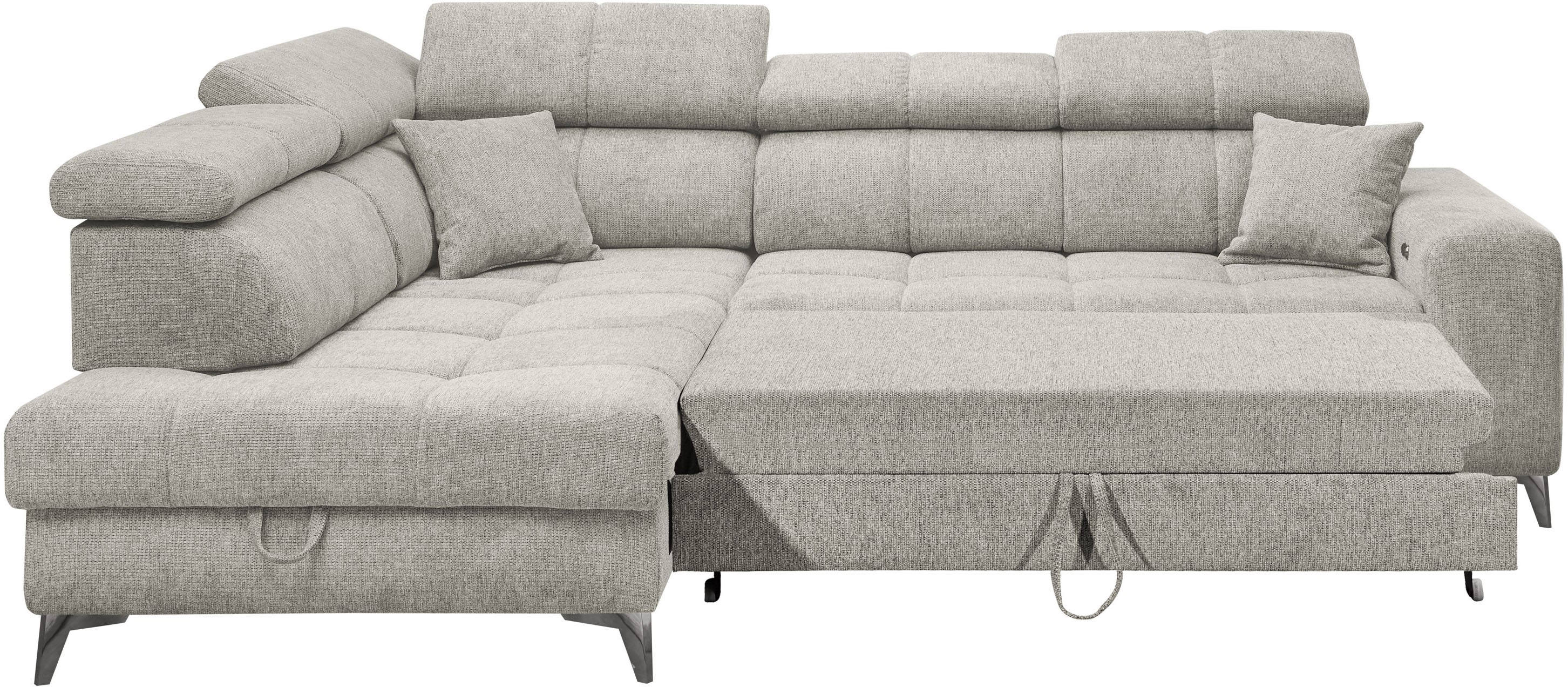 Thumbnail - ED EXCITING DESIGN Ecksofa "Sydney L-Form" mit Bettfunktion, Bettkasten, Kopfteilverstellung & 2 Zierkissen