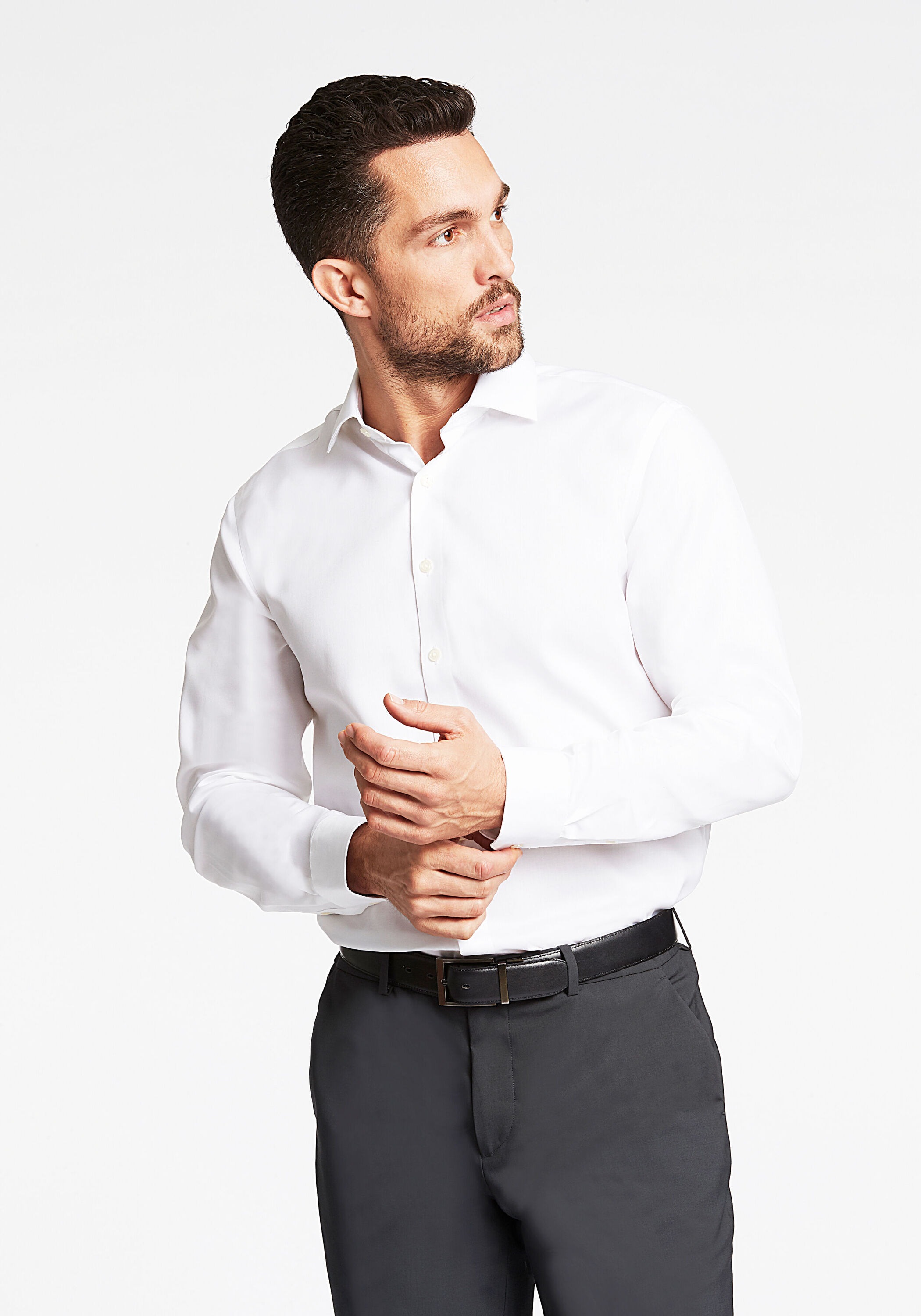 Businesshemd LINDBERGH "Business-Hemd Modern Fit", Herren, Gr. L, Normalgrößen, weiß, Obermaterial: 100% Baumwolle, Hemden