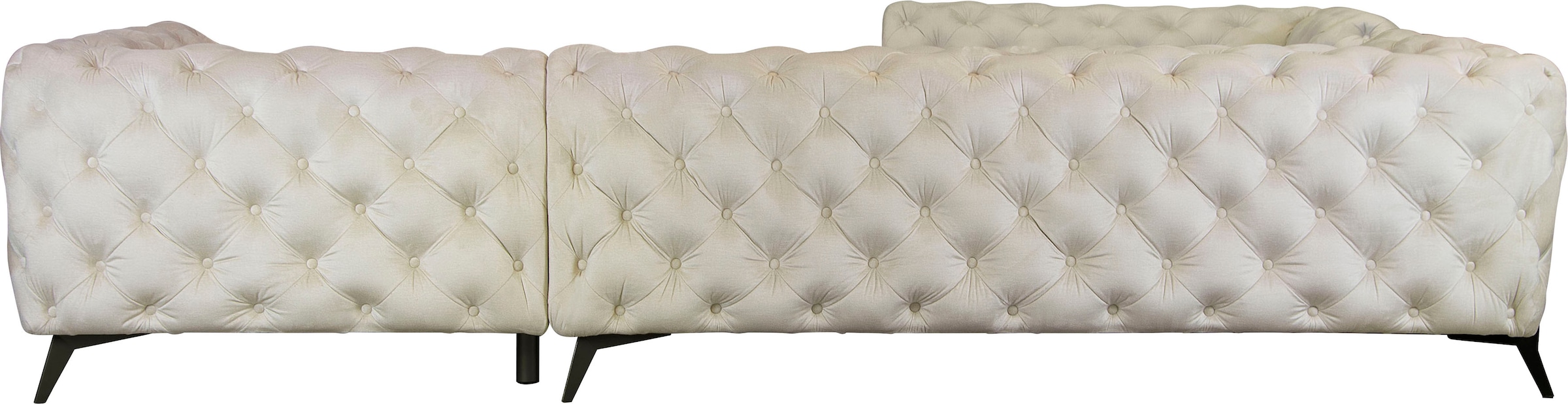 Leonique Chesterfield-Sofa »Amaury L-Form«, großes Ecksofa, Chesterfield-Optik, Breite 323 cm, Fußfarbe wählbar