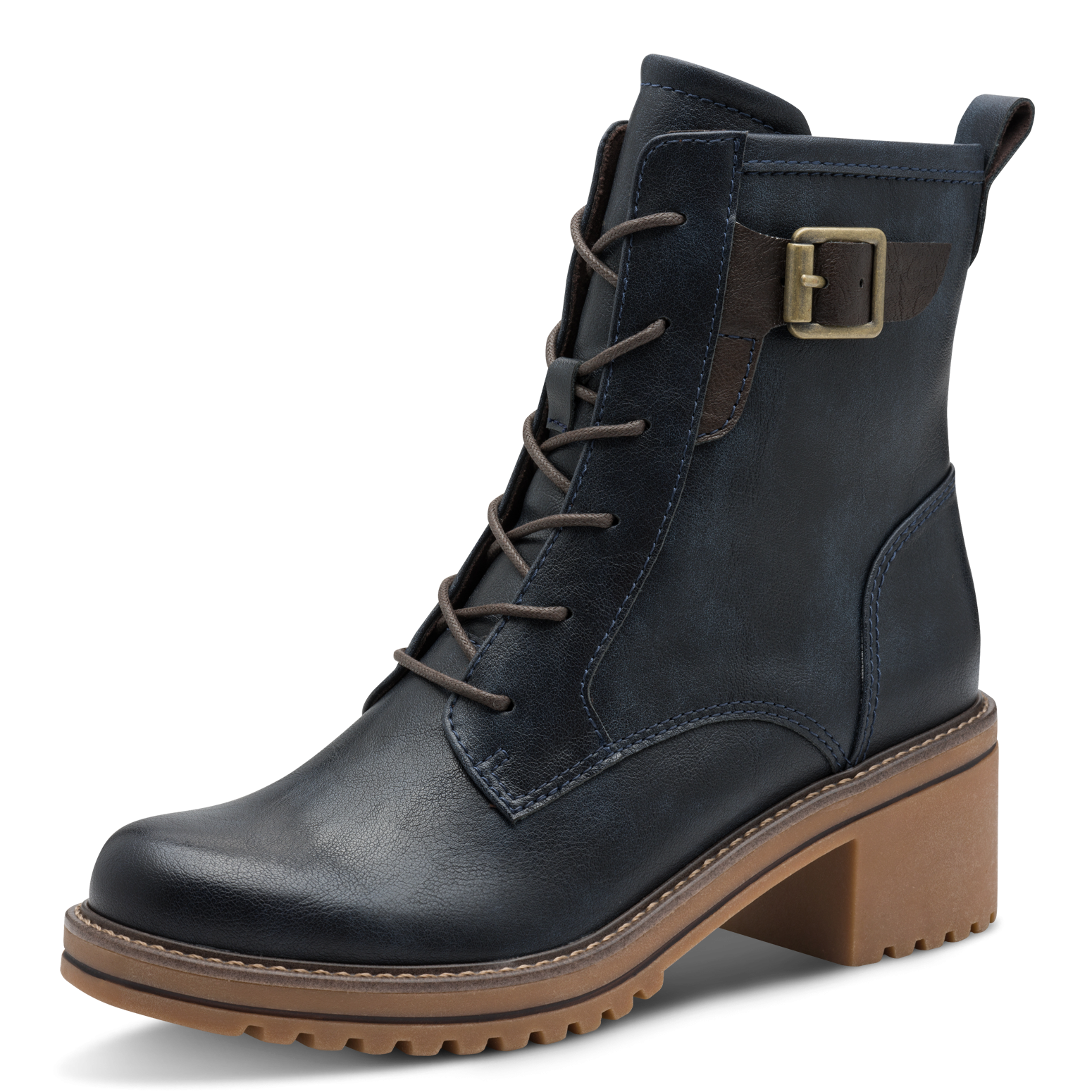 MARCO TOZZI Winterboots, Blockabsatz, Schnürboots, Stiefelette mit Kontrast-Rahmennaht