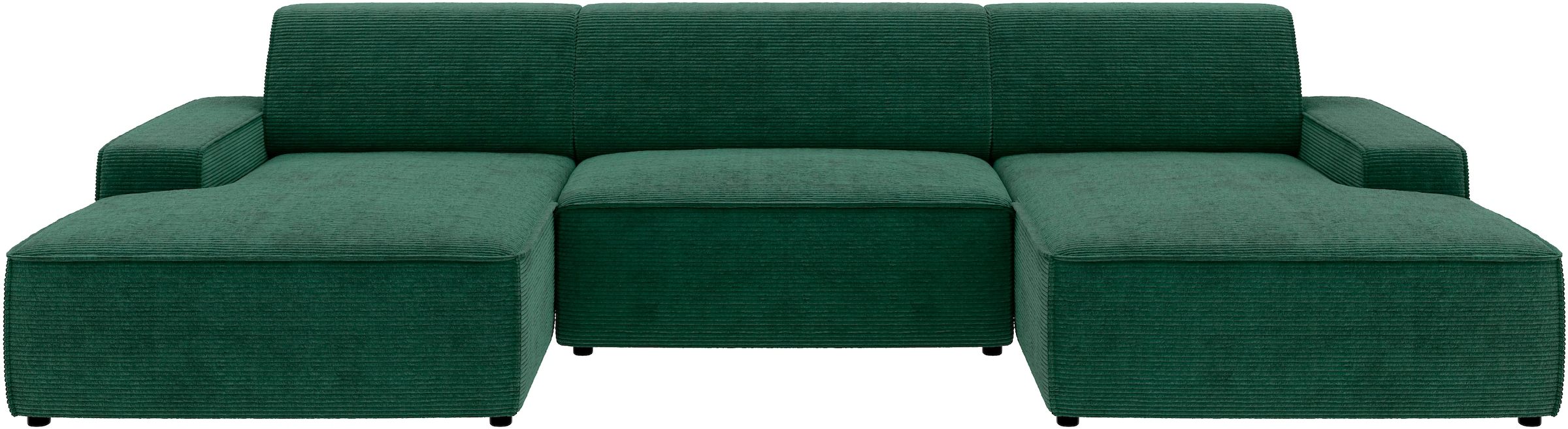 TRENDMANUFAKTUR Wohnlandschaft »Graz, wahlweise mit Sitzvorschub und Bettkasten, U-Form, Breite 329 cm«, in Cord-, haustierfreundlichem LEO Struktur- oder LUMOS-3D-Bezug