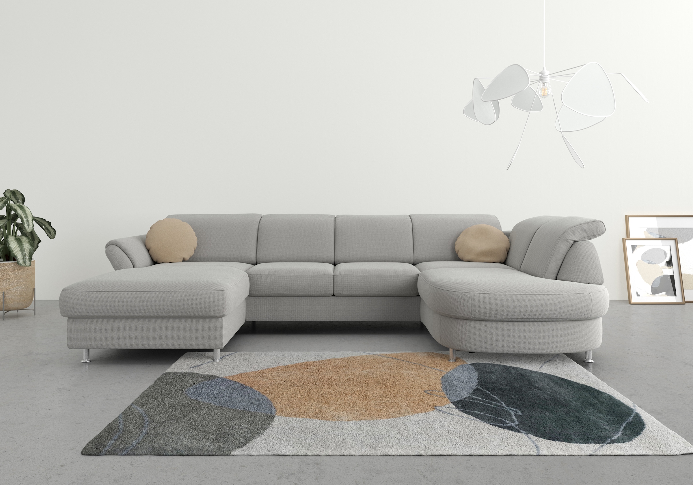 sit&more Wohnlandschaft "Apulia U-Form" wahlweise Schlaffunktion, Bettkasten und Kopf- und Armteilverstellung
