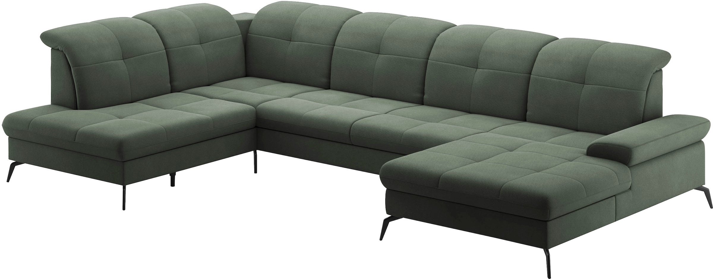 sit&more Wohnlandschaft »Amica, U-Form, inkl. Sitztiefenverstellung und Armteilverstellung«, wahlweise mit Kopfteilverstellung, Bettfunktion und Bettkasten