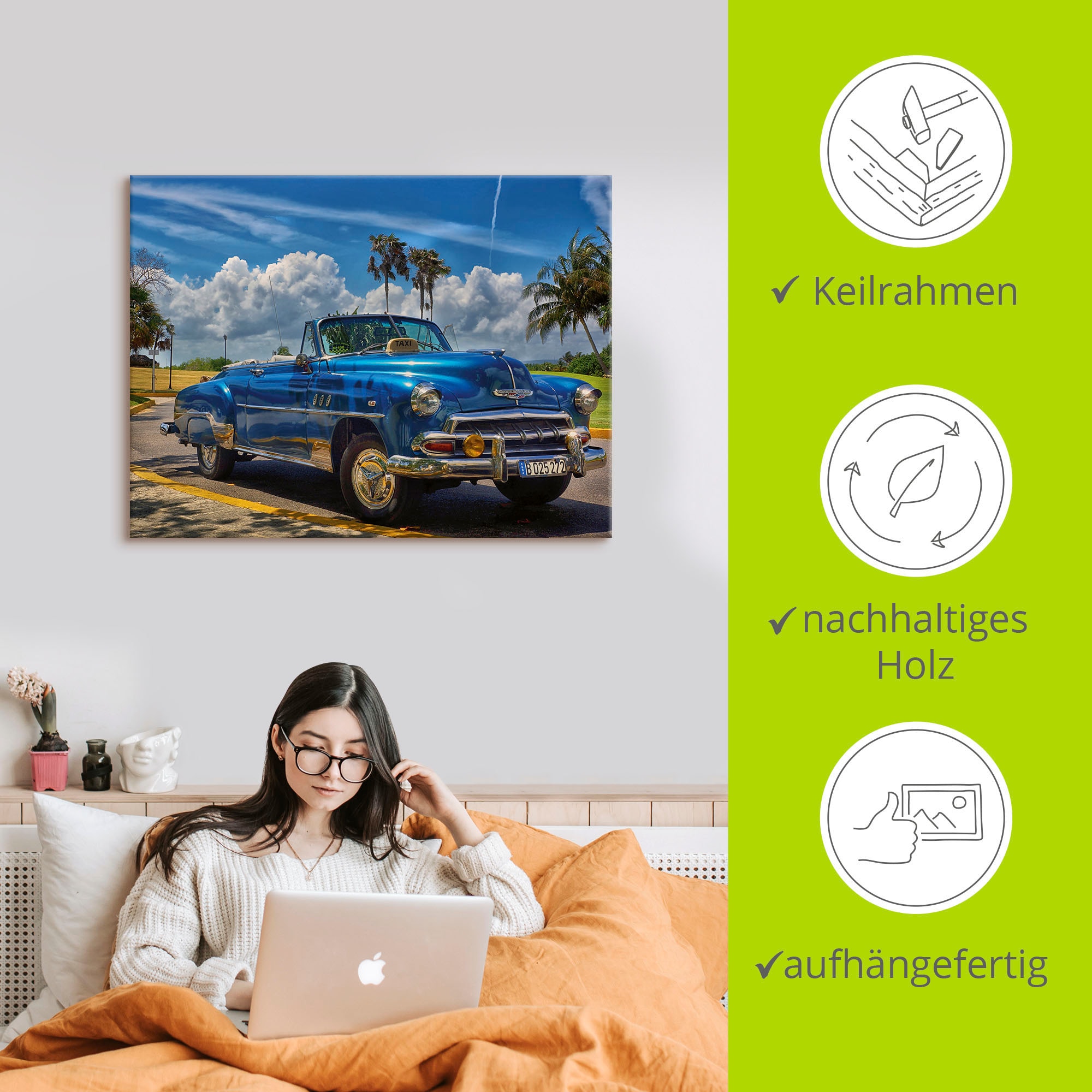 Artland Wandbild »Havanna Flair«, Auto, (1 St.), als Alubild, Outdoorbild, Leinwandbild, Poster, Wandaufkleber