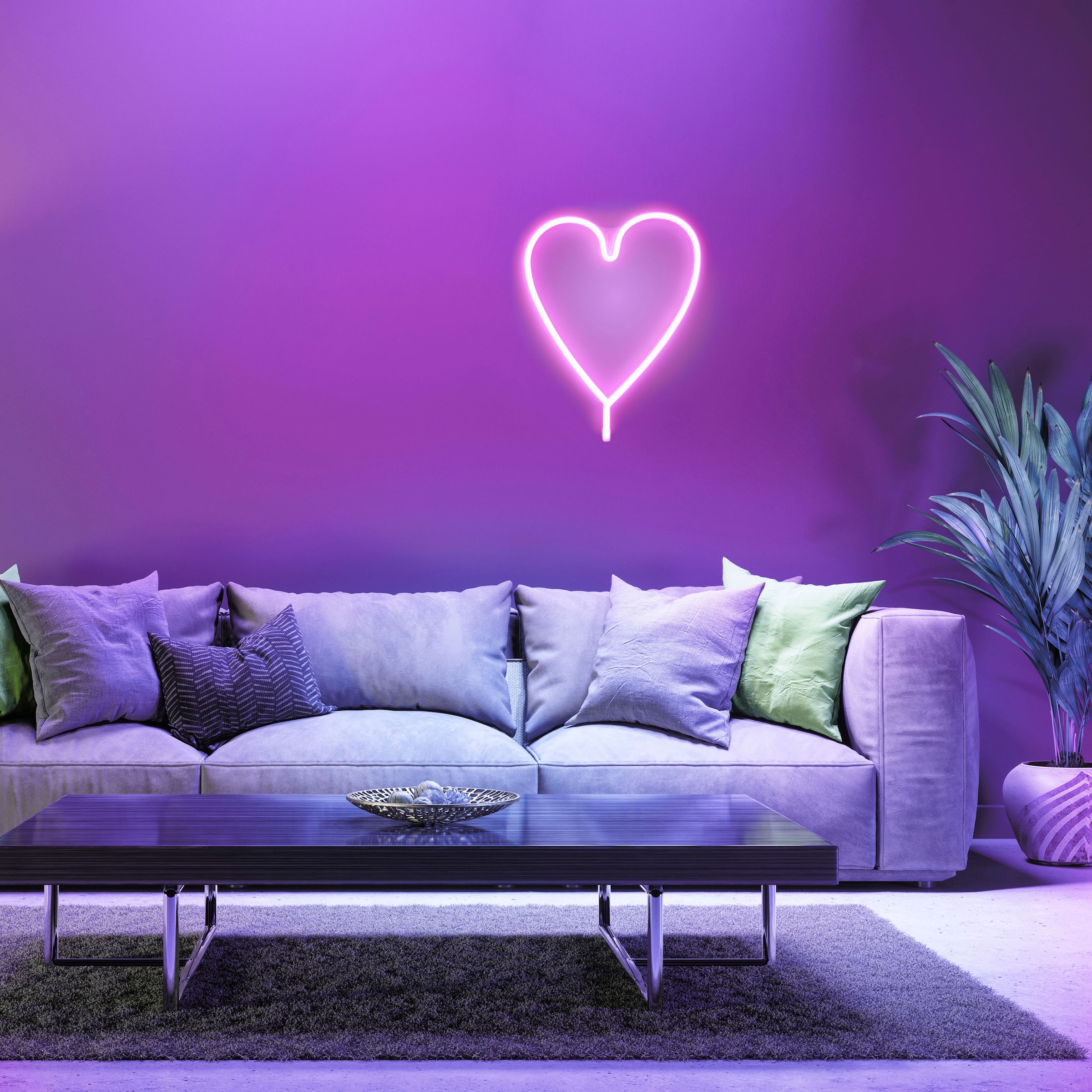 JUST LIGHT LED Wandleuchte »NEON-HERZ«, 1 flammig, Leuchtmittel LED-Board | LED fest integriert