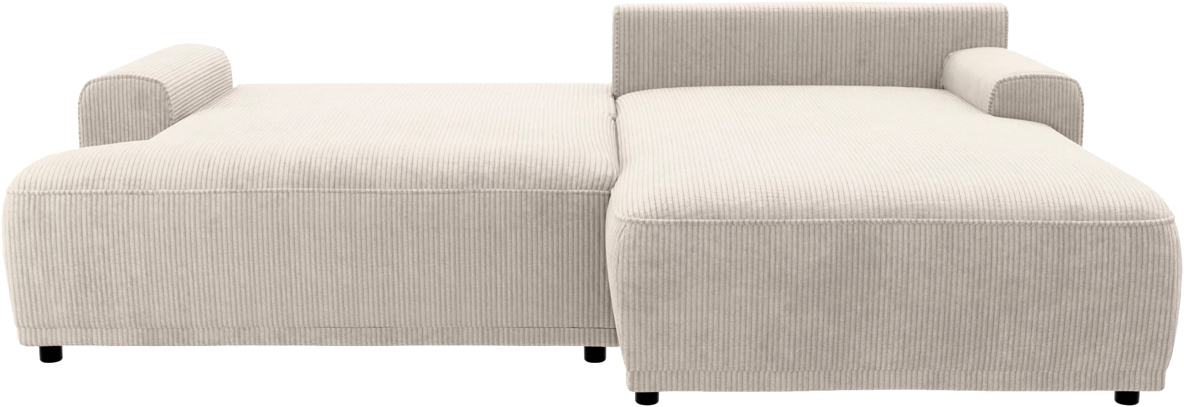 TRENDMANUFAKTUR Ecksofa »Fordon, Schlafsofa mit Bettkasten, Couch in L-Form, Breite 250 cm«, in Cordstoff HYPER, cream, Recamiere rechts