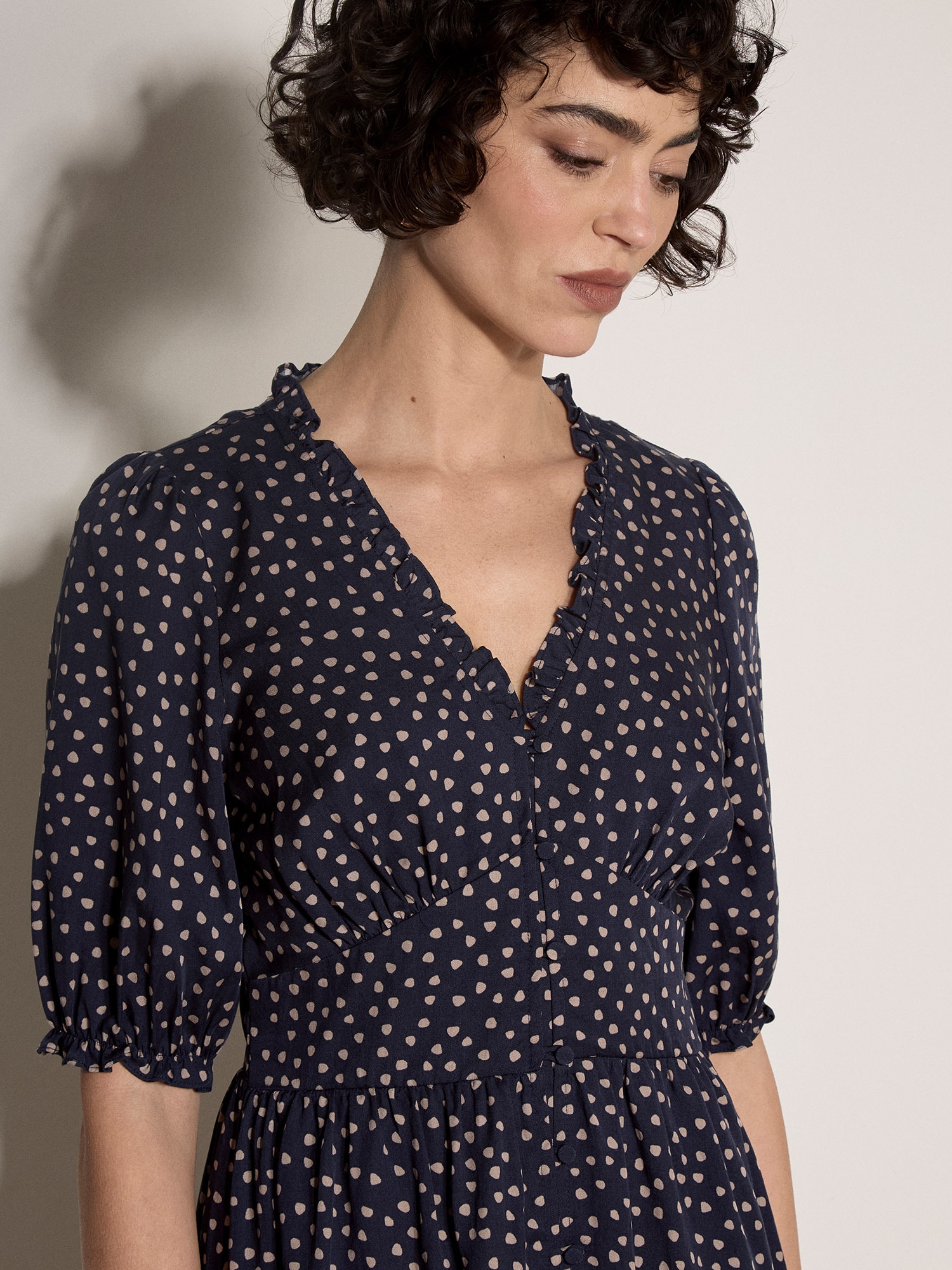 Apricot Midikleid »Polka-Dot Rüschenkleid« Gemustert