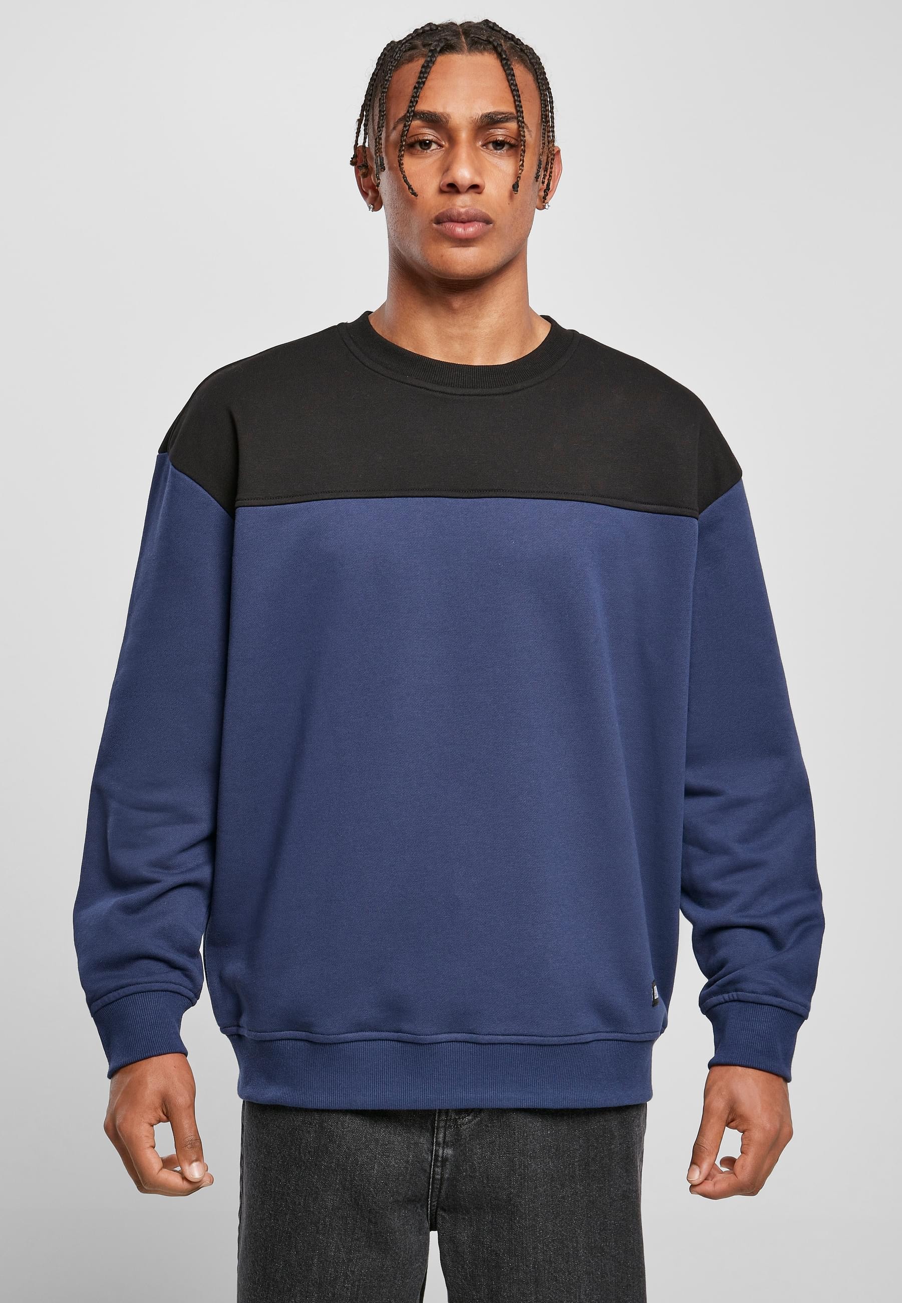 URBAN CLASSICS Rundhalspullover »Urban Classics Herren Upper Block Crewneck«, (1 tlg.)
