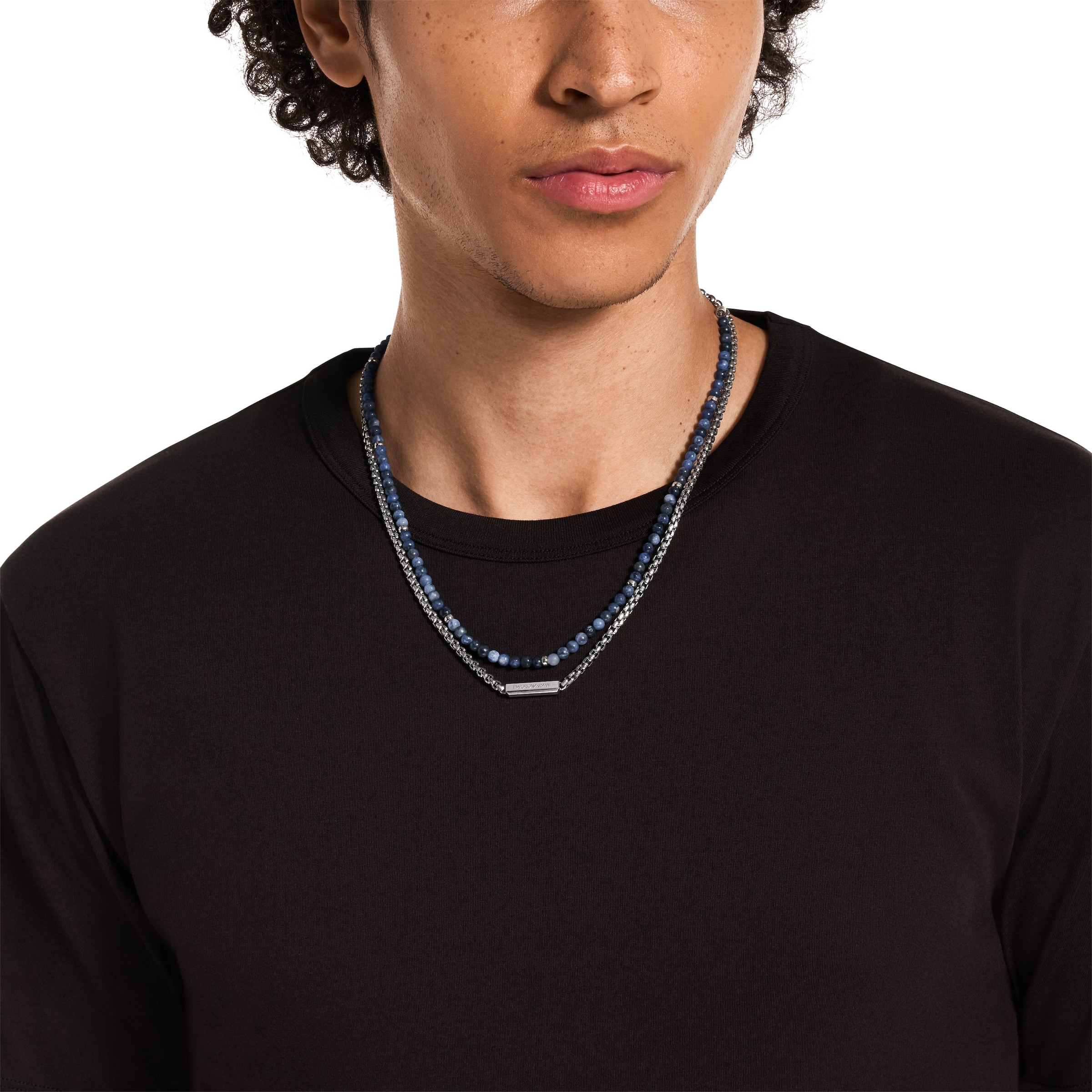 Emporio Armani Kette ohne Anhänger »Schmuck Geschenk Edelstahl« mit Sodalith oder Achat