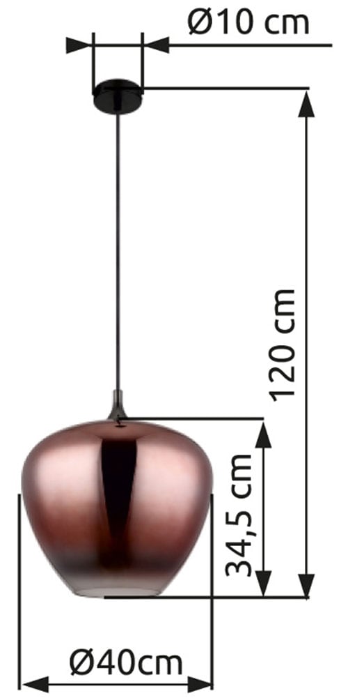 GLOBO LIGHTING Hängeleuchte »MAXY«, Leuchtmittel E27 | ohne Leuchtmittel, Hängelampe/Pendell./Glas kupferfarben/klar verlaufend/Höhe kürzbar