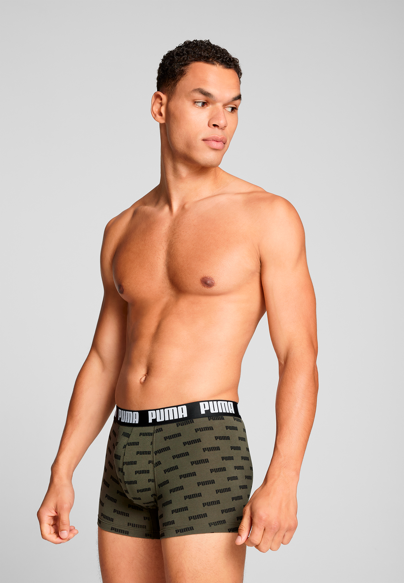 PUMA Boxershorts »PUMA MEN EVERYDAY LOGO PRINT BOXERS 2P«, (2er Pack), 1x uni und 1x allover Logodruck