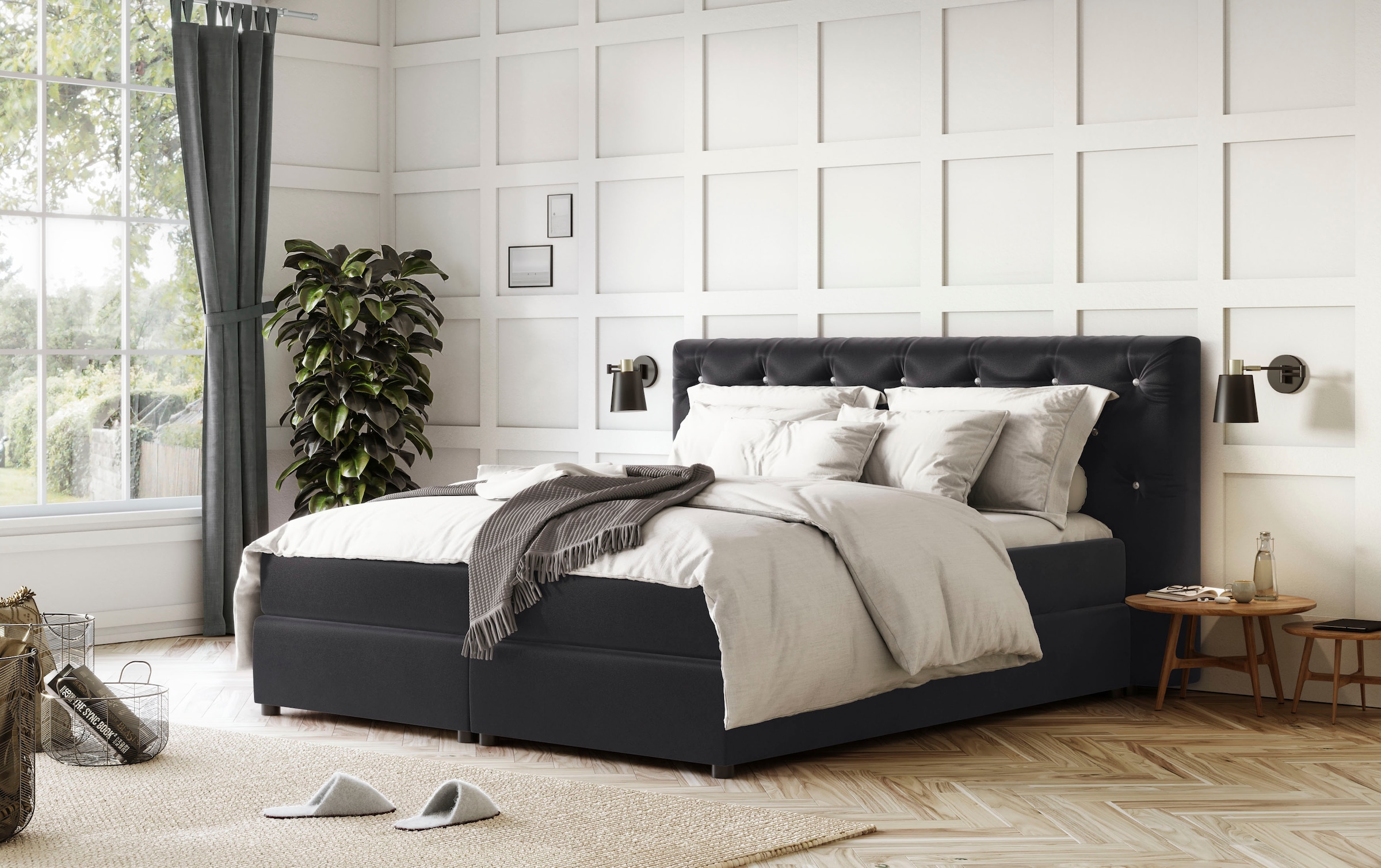 COTTA Boxspringbett »Castle«, mit Strasssteinen im Kopfteil, inkl. Topper