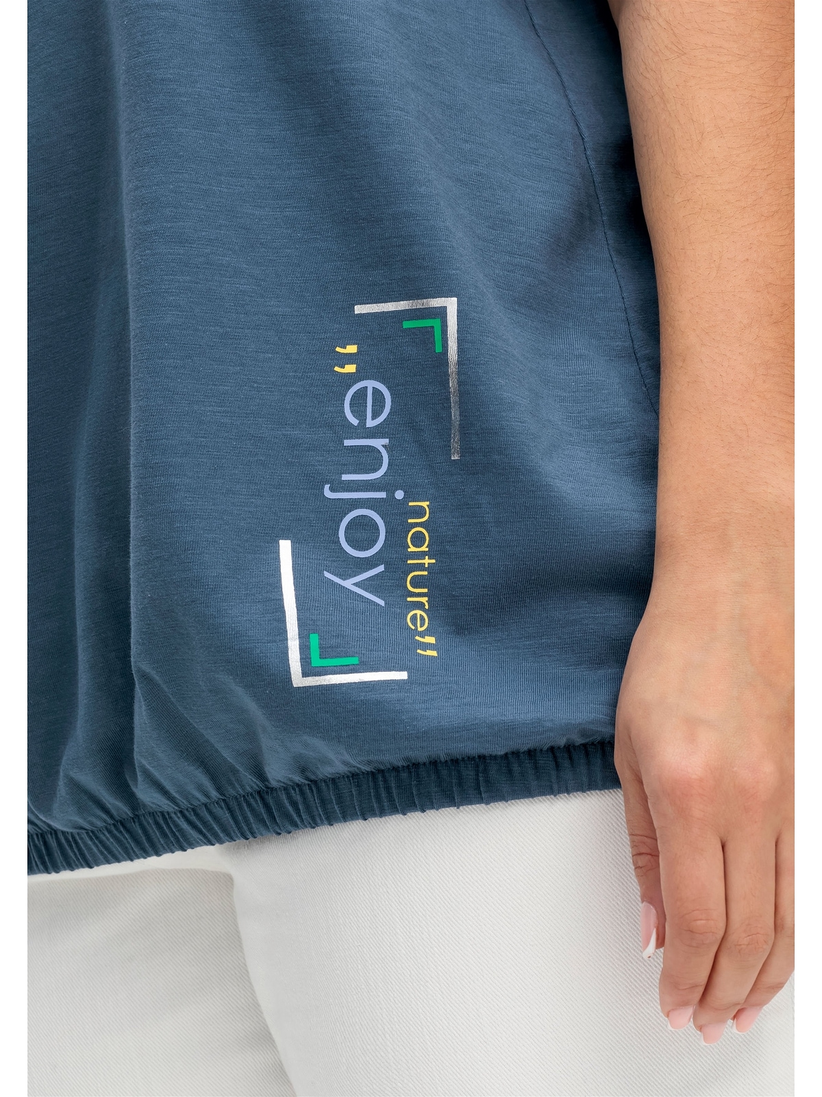 Größen«, Rippblende Gummizugbund T-Shirt | bestellen »Große mit Sheego BAUR und gestreifter