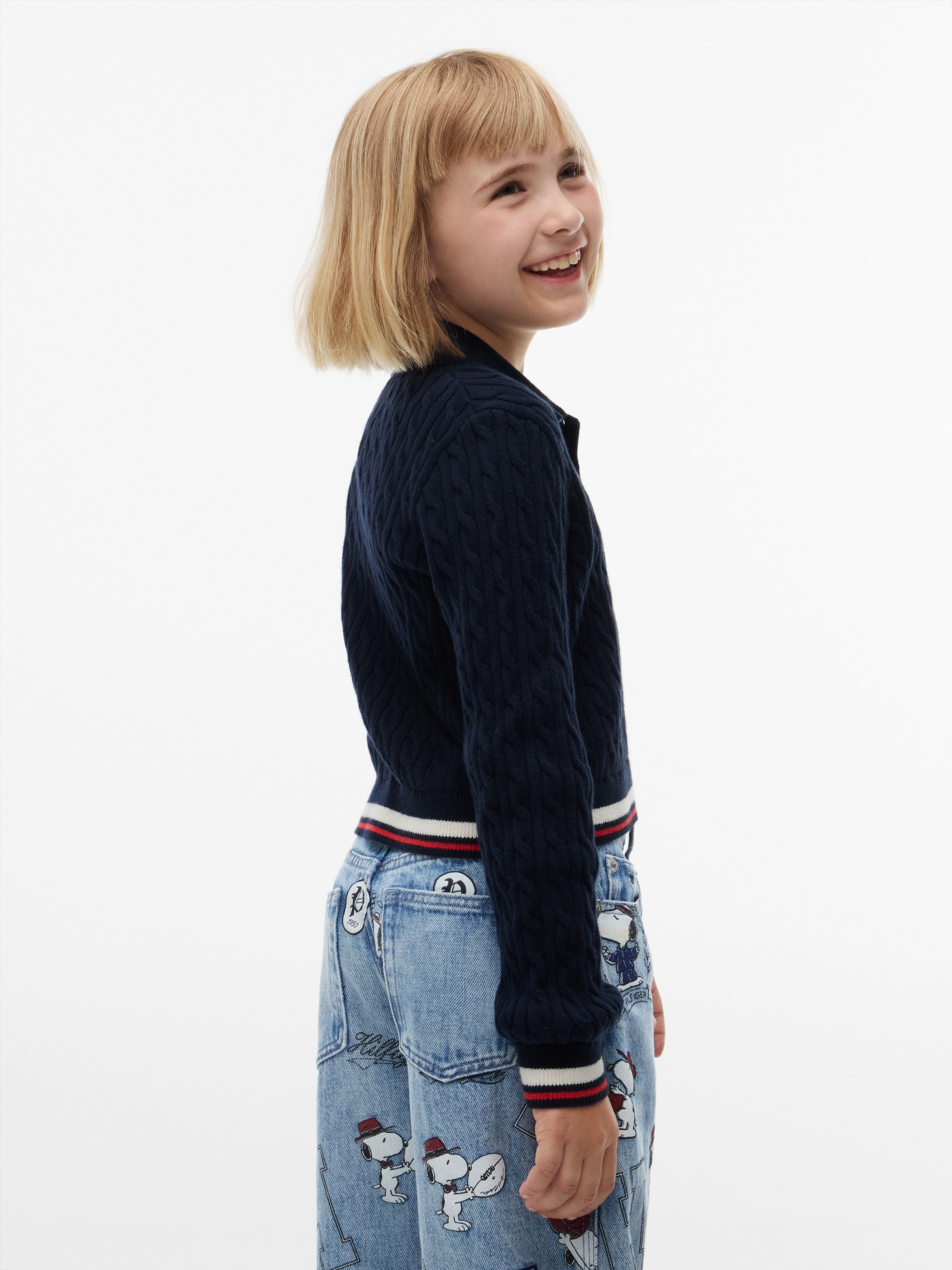Tommy Hilfiger Strickpullover Polokragen und Knopfleiste, reine Baumwolle, Kinder bis 16 Jahre