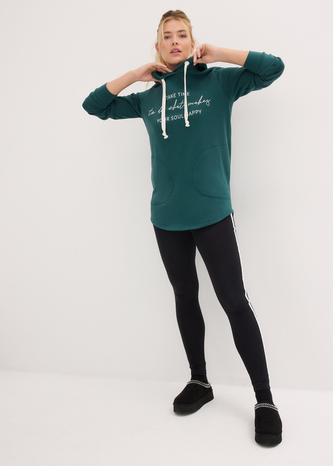 bonprix 1100000002199 "Jogginganzug mit Long-Sweatshirt und Leggings (2-teilig)" zweiteiliges Set, extra langes Sweatshirt, knöchelfreie Leggings
