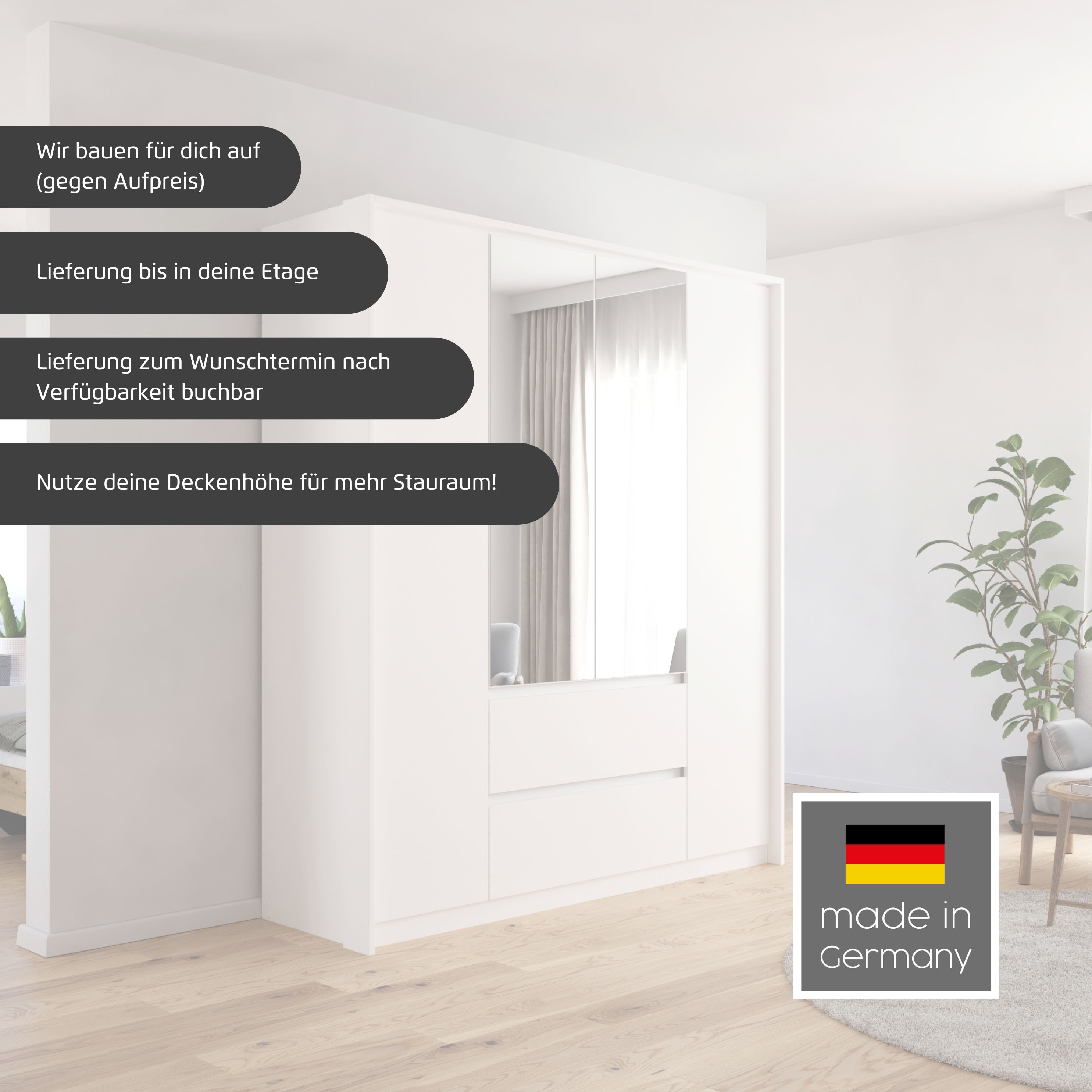 Thumbnail - rauch Drehtürenschrank "Kleiderschrank Schrank mit Spiegel Garderobe Garderobenschrank MAINZ" grifflose Front mit Spiege...