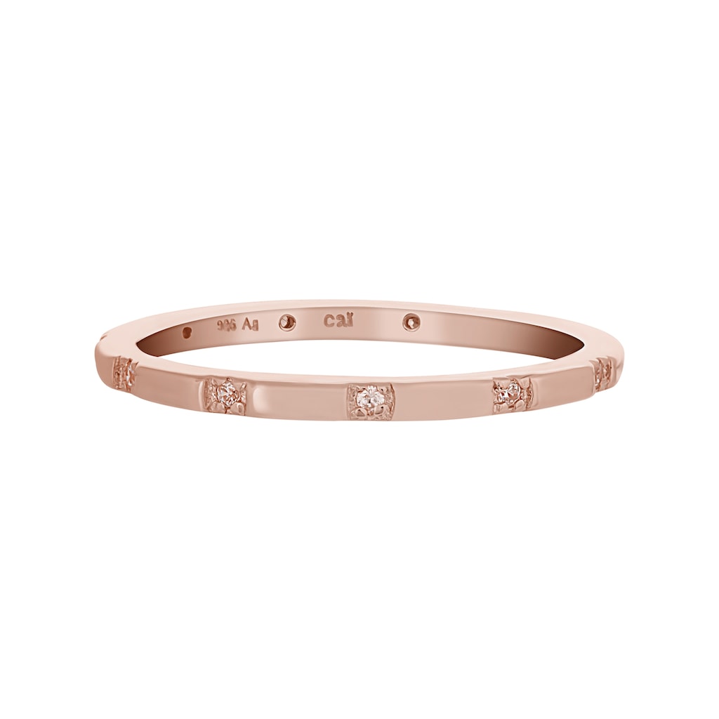 CAÏ Fingerring »925 Silber rosévergoldet mit Zirkonia Stacking«