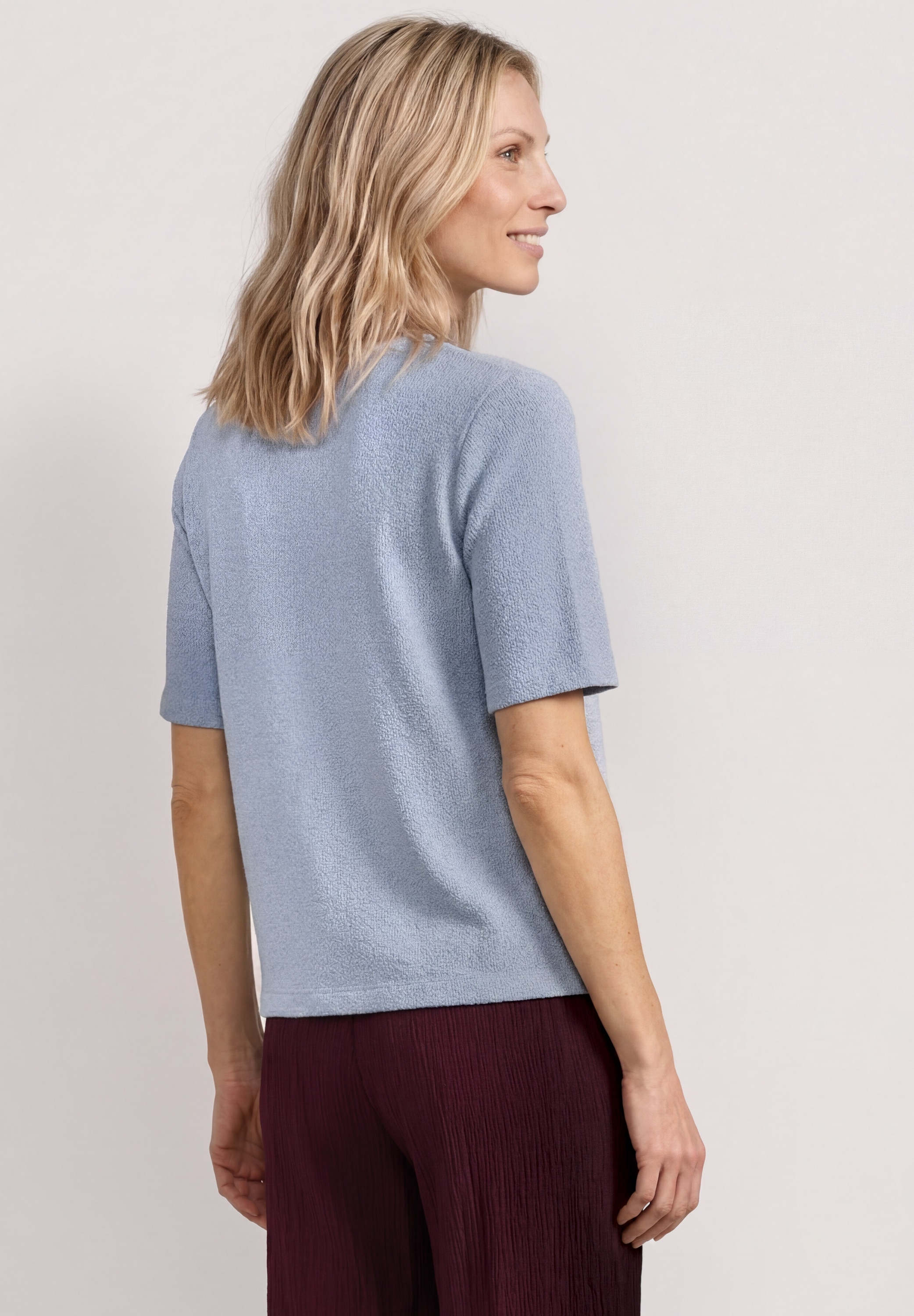 STREET ONE Kurzarmshirt Kurzarm Sommershirt im Strick-Look mit Rundhals