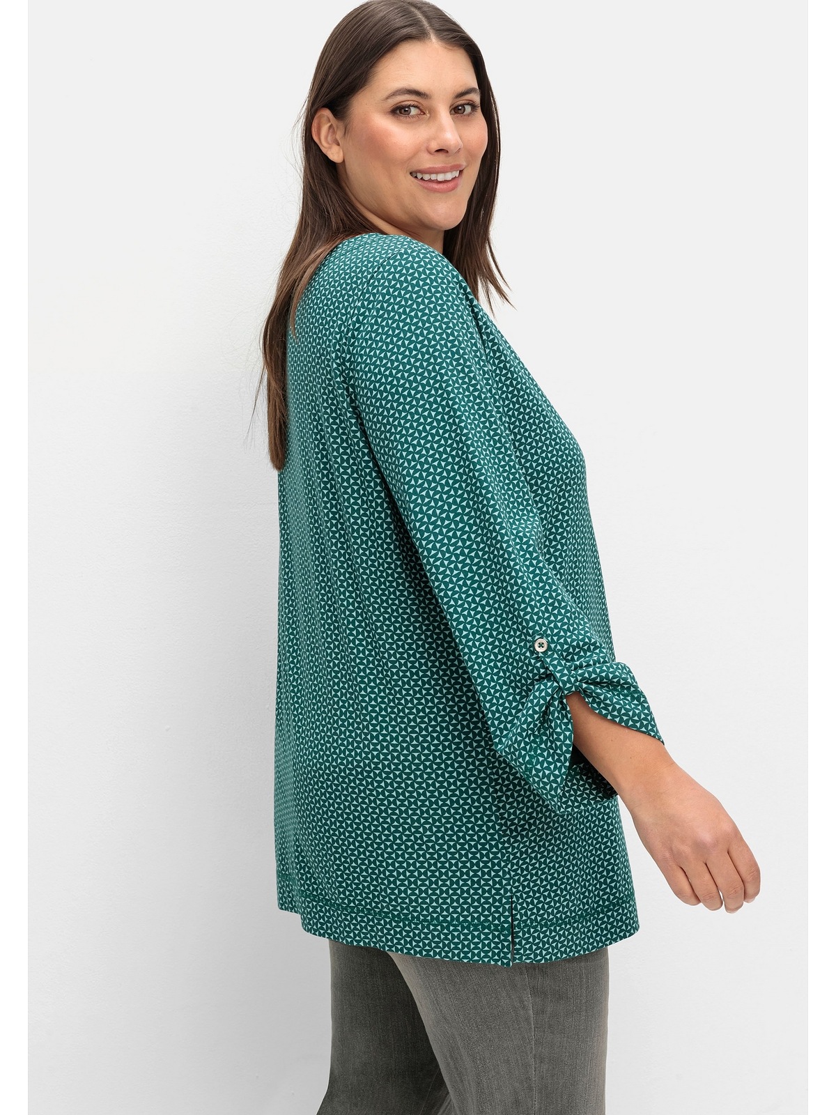 Sheego Langarmshirt »Große Größen«, mit Minimaldruck und Krempelärmeln