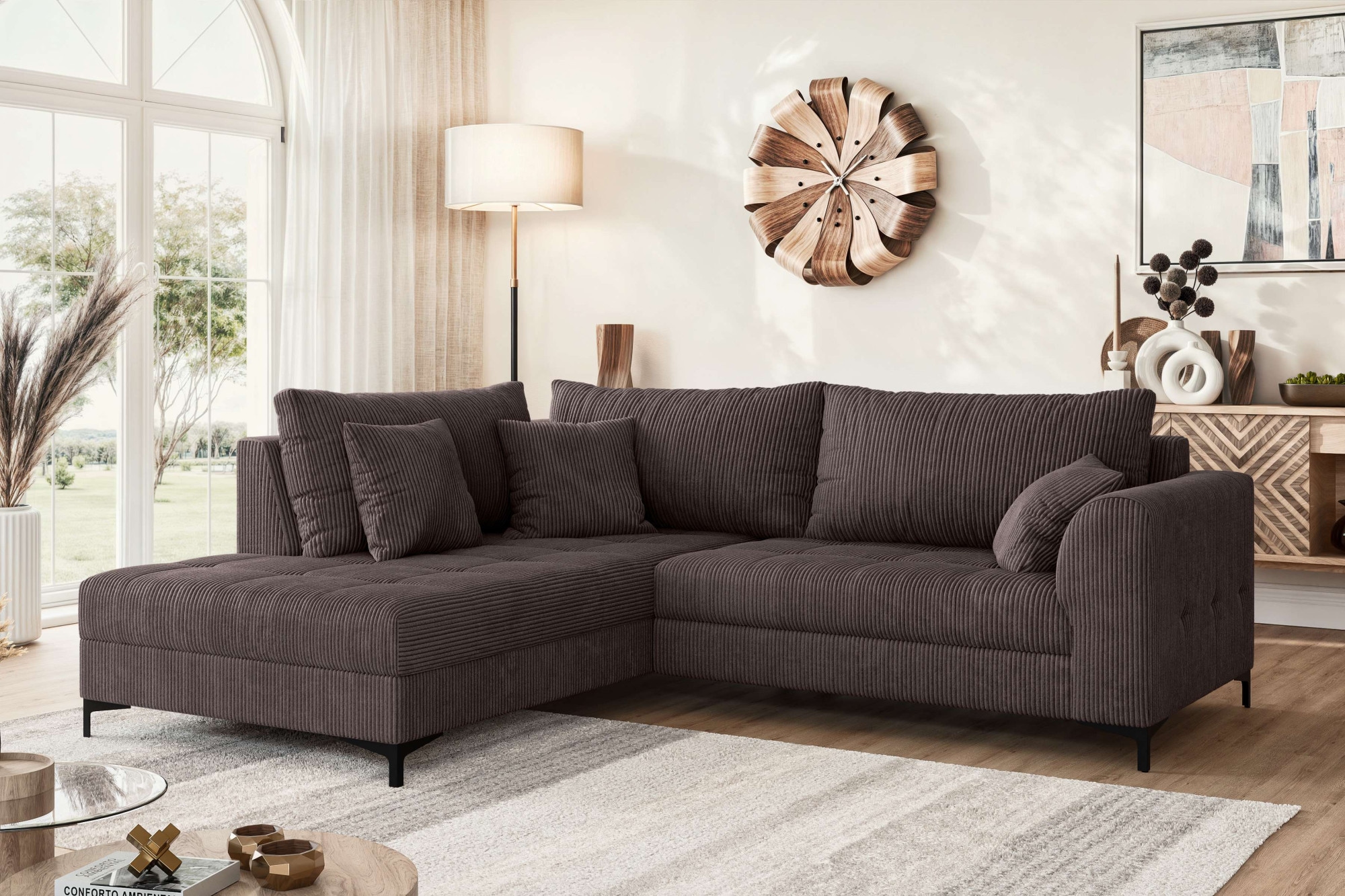 OTTO home Ecksofa »LEEVKE Design-Sofa mit Ottomane rechts/links bestellbar, Breite 232 cm« in vielen modernen Farben erhältlich, belastbar bis 480 kg
