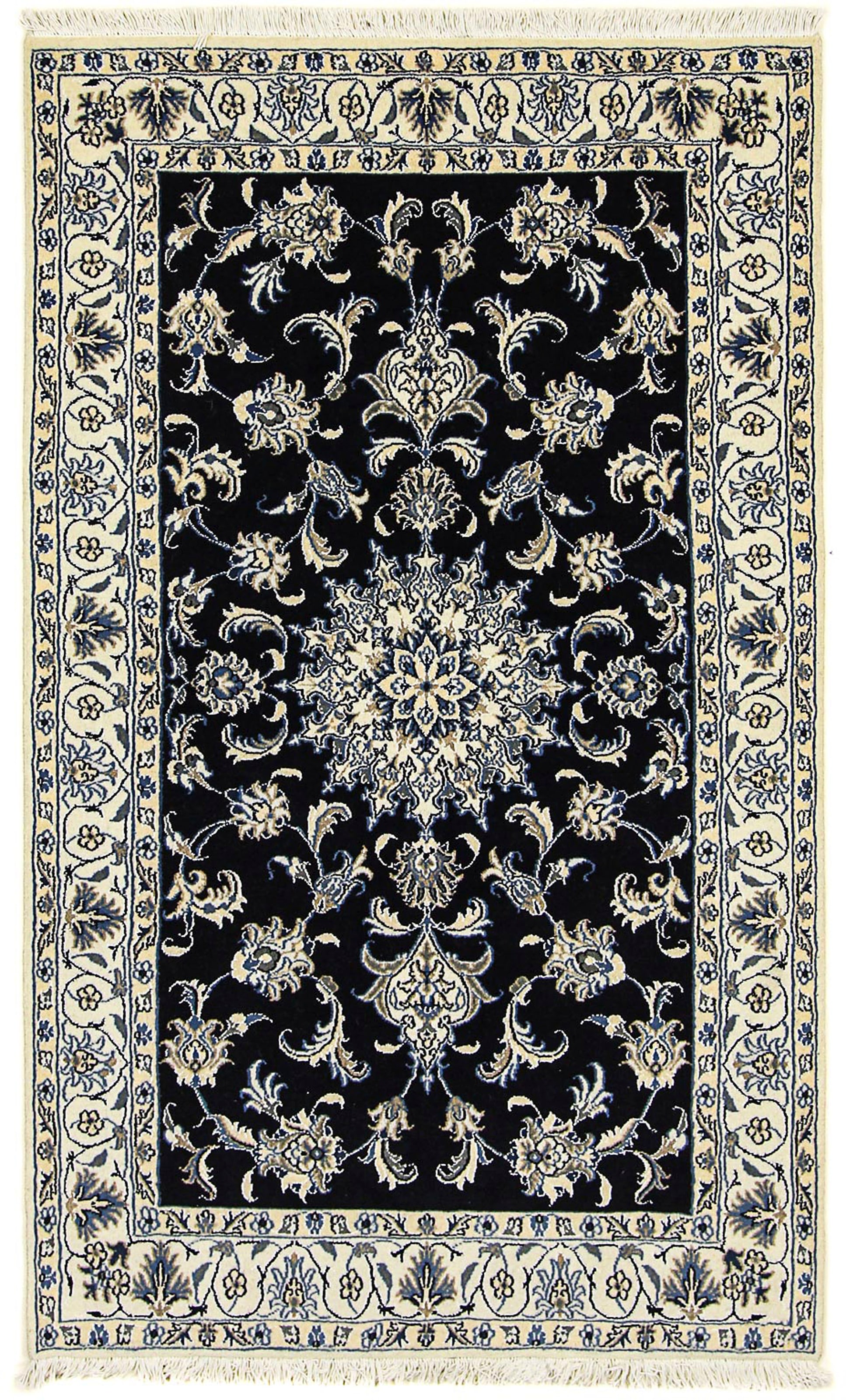morgenland Orientteppich »Perser - Nain - 200 x 120 cm - dunkelblau«, rechteckig, Wohnzimmer, Handgeknüpft, Einzelstück mit Zertifikat