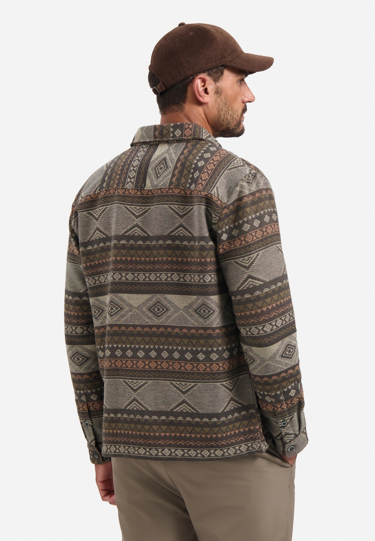 NO EXCESS Langarmhemd »No Excess Jacquard-Overshirt mit Muster«