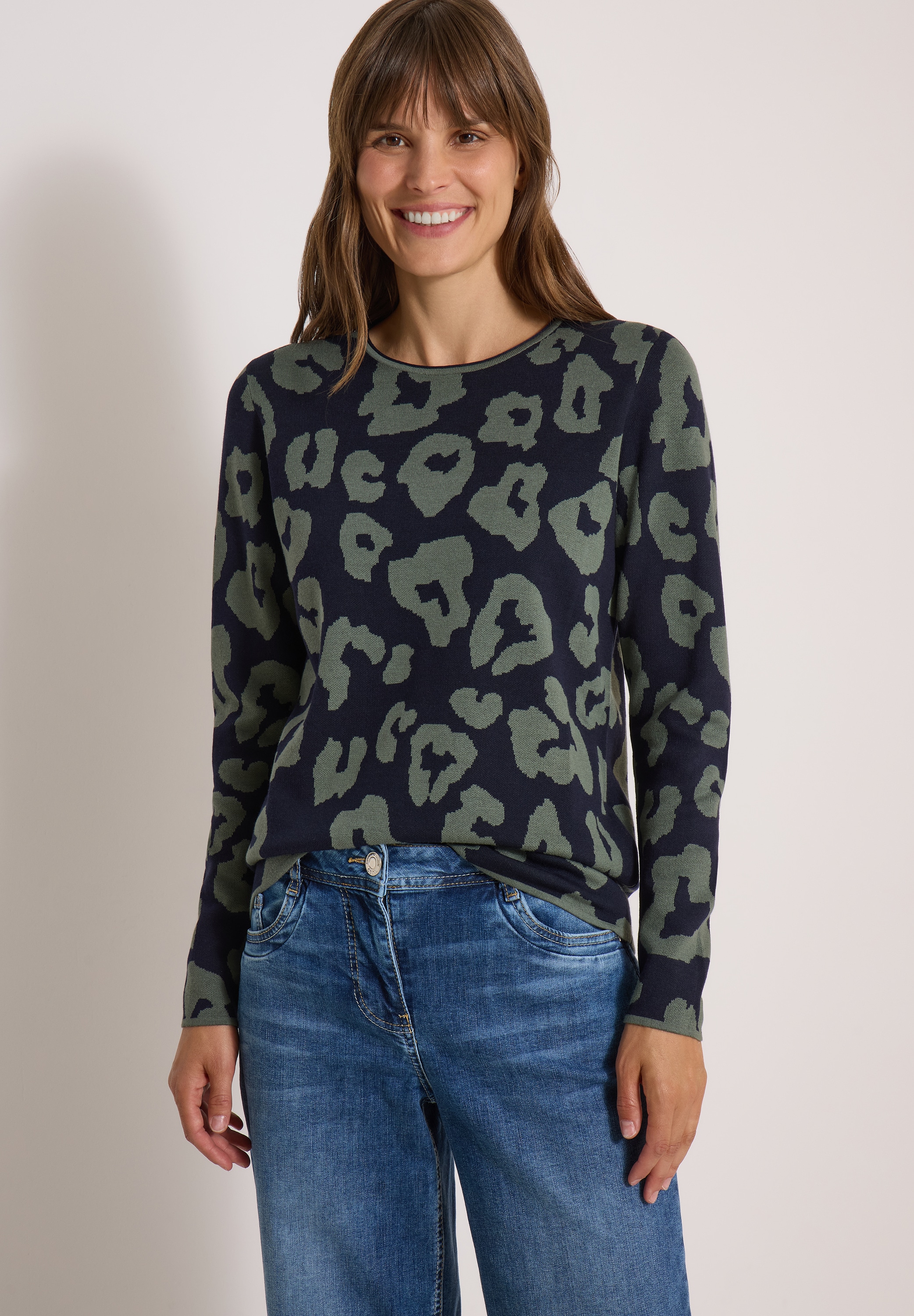 Cecil Rundhalspullover aus softem Materialmix