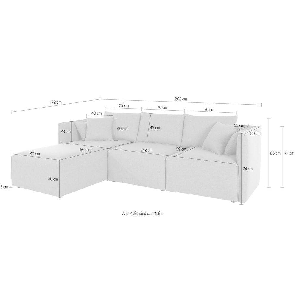 andas Ecksofa »Nöre«, (3 Teile), zusammengesetzt aus Modulen, in vielen Bezugsqualitäten und Farben