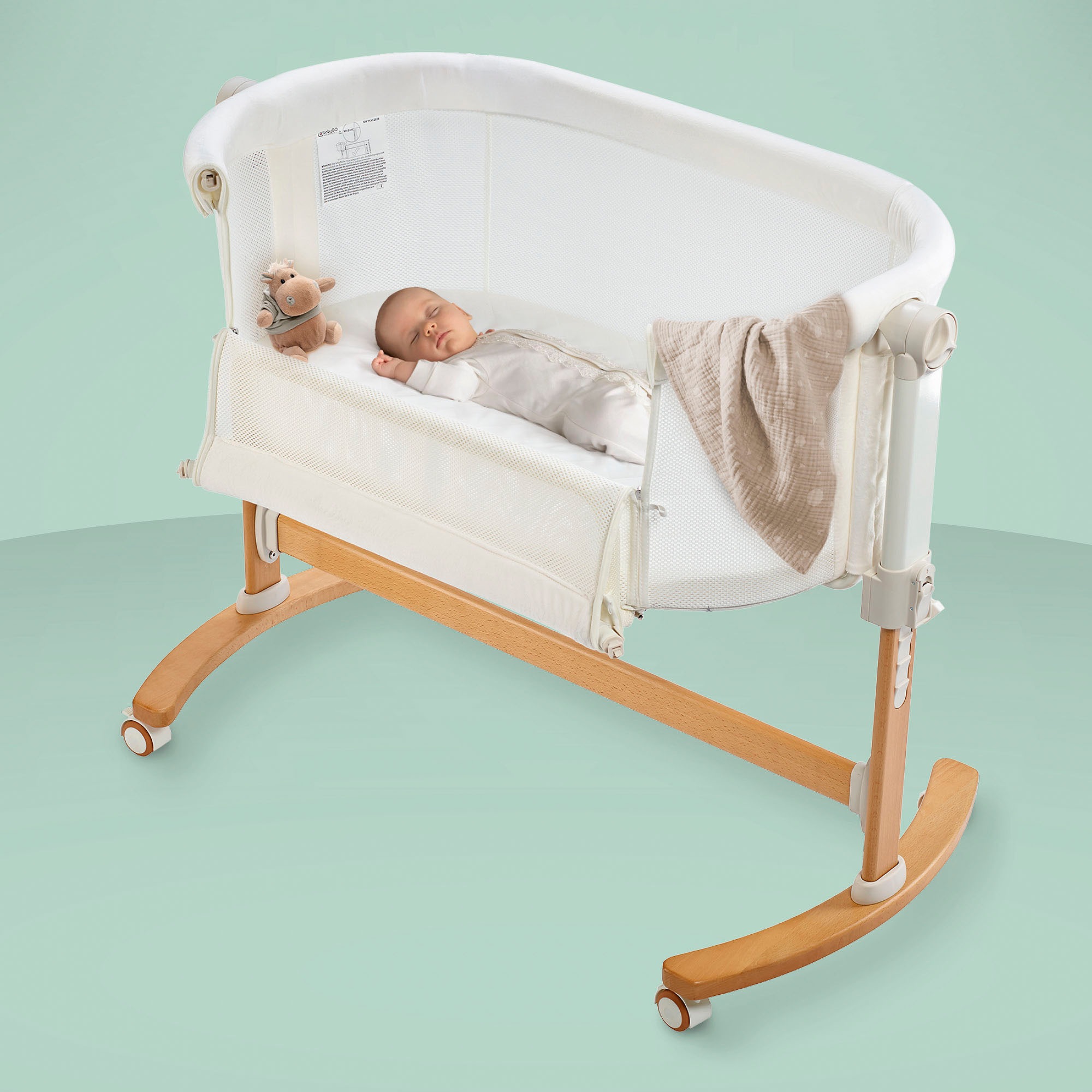 BabyGo Beistellbett "Amila, beige white" mit Schaukelfunktion günstig online kaufen