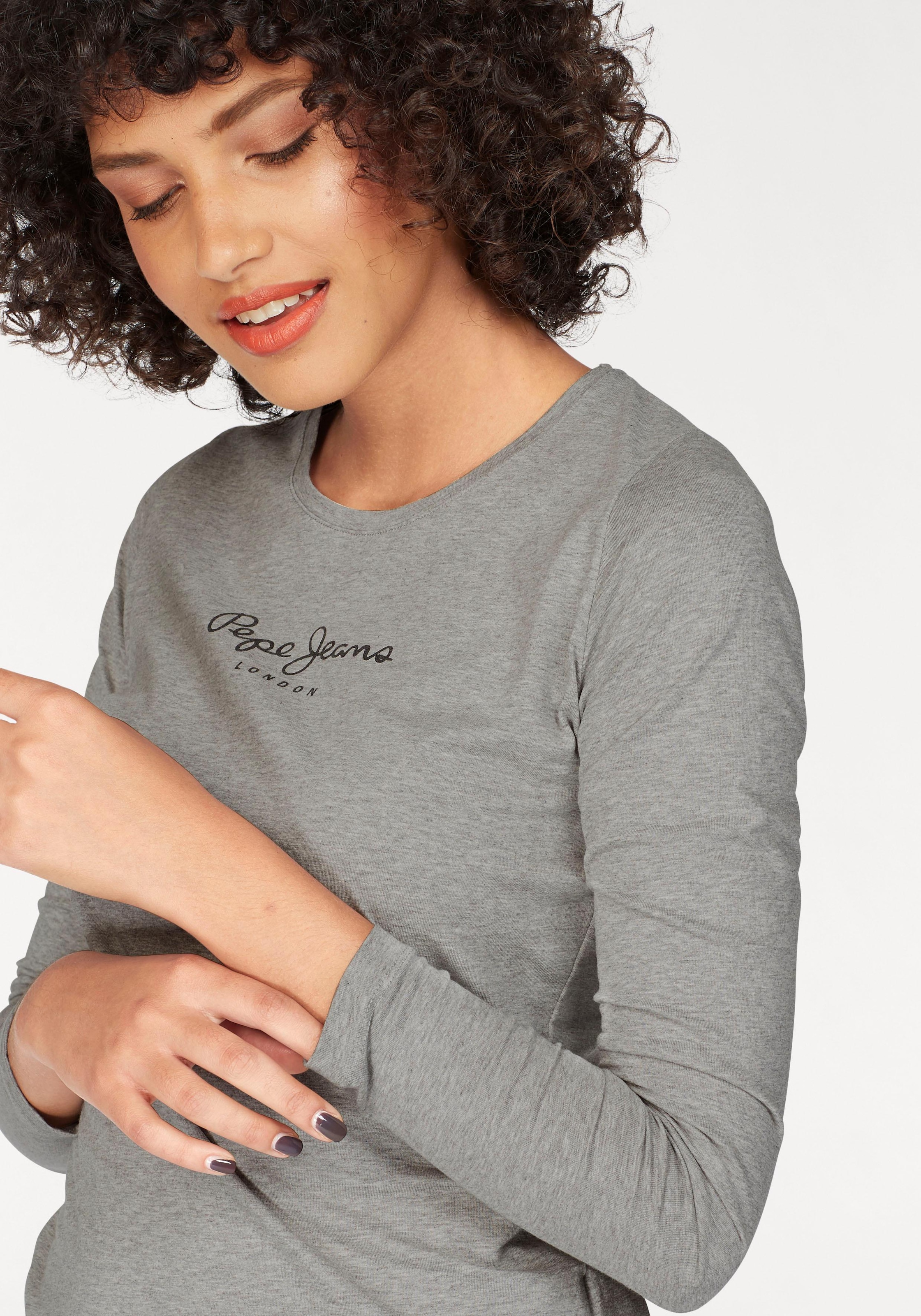 Pepe Jeans Langarmshirt »NEW VIRGINA L/S«, mit Logo-Print online kaufen |  BAUR | V-Shirts