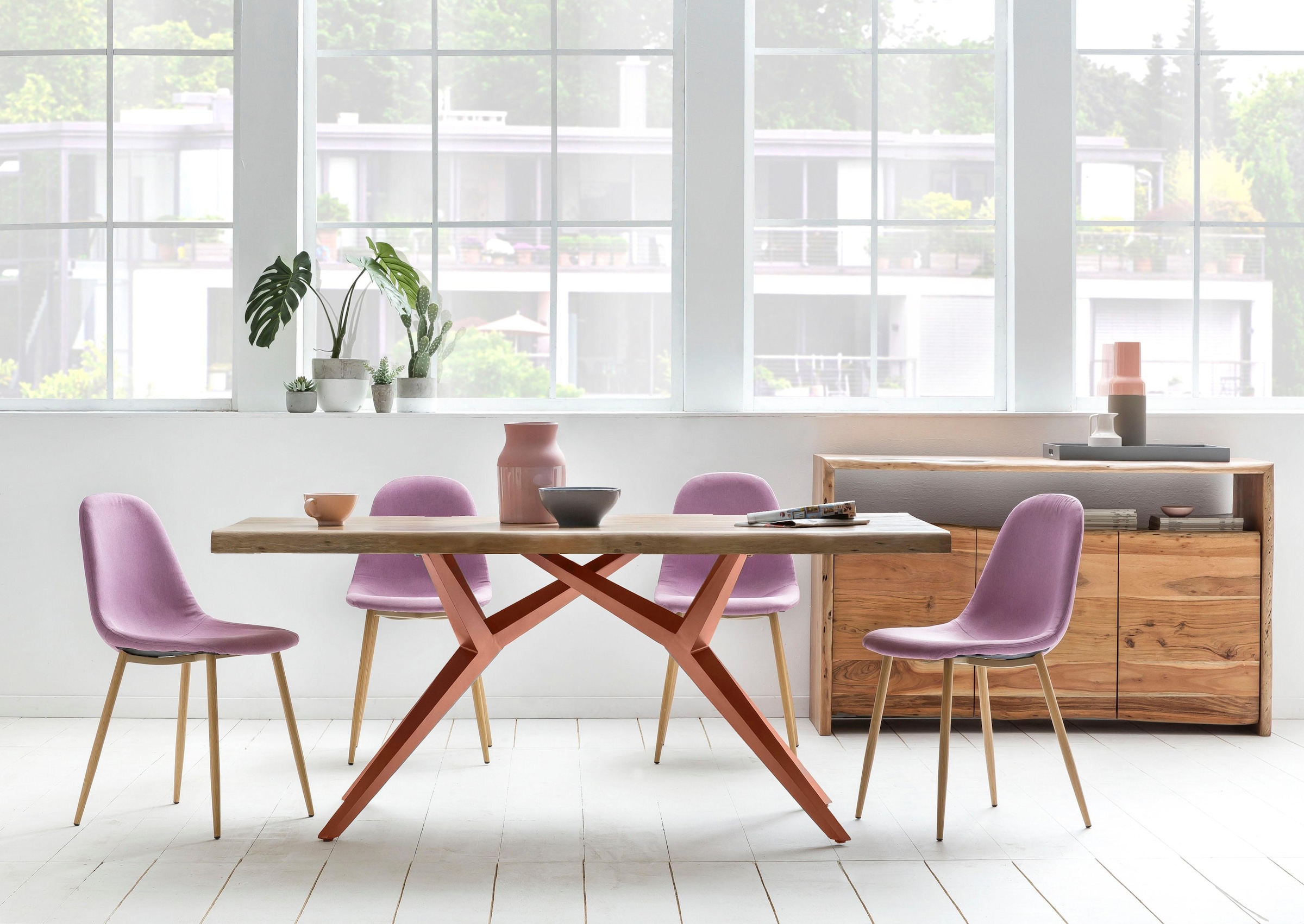 SIT Esstisch "Sofia mit Baumkante & extravagantem Metallgestell im Design-Mix" Baumkante wie gewachsen trifft auf extravagantes Metallgestell