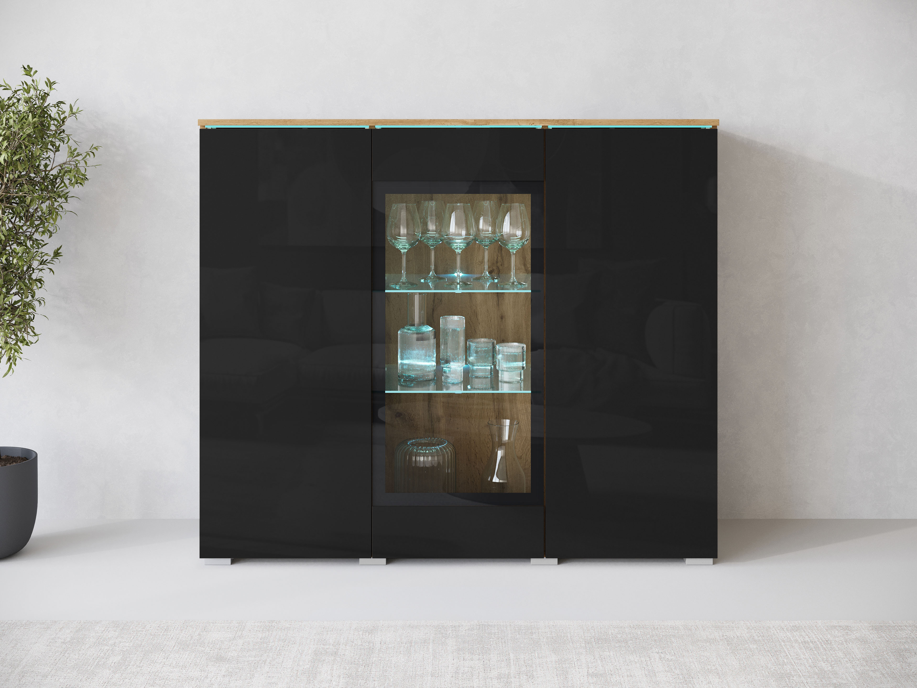 Home affaire Highboard "Vera" Highboard mit 4 Türen, 9 Fächern, verglasten Türen