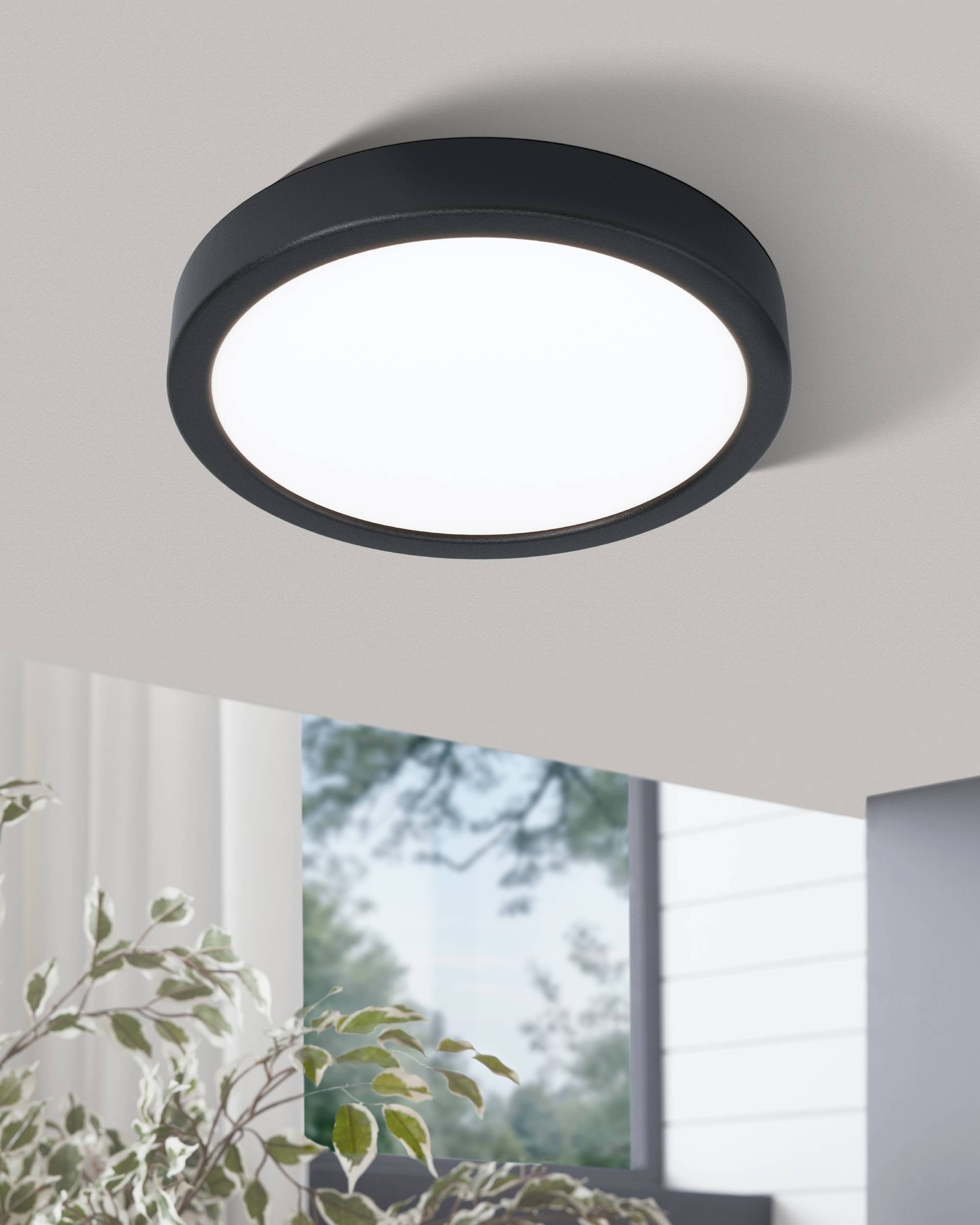 EGLO Aufbauleuchte »Fueva 5 Aufbaulampe, Stahl und Kunststoff, schwarz, weiß, Flurlampe« LED-Modul 1 Stk. Warmweiß Aufbauleuchte dimmbar, Deckenlampe, Deckenleuchte, LED Aufbaulampe