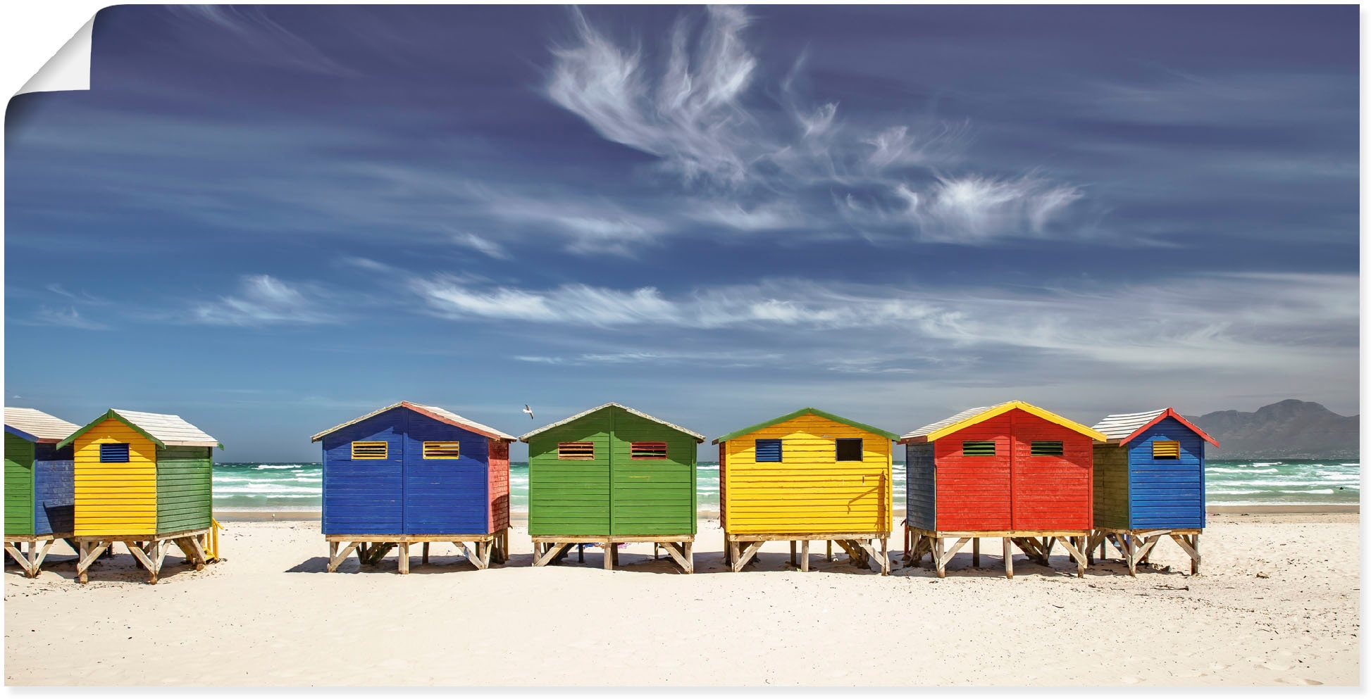 Wandbild »Bunte Strandhäuser bei Kapstadt«, Strandbilder, (1 St.), als Alubild,...