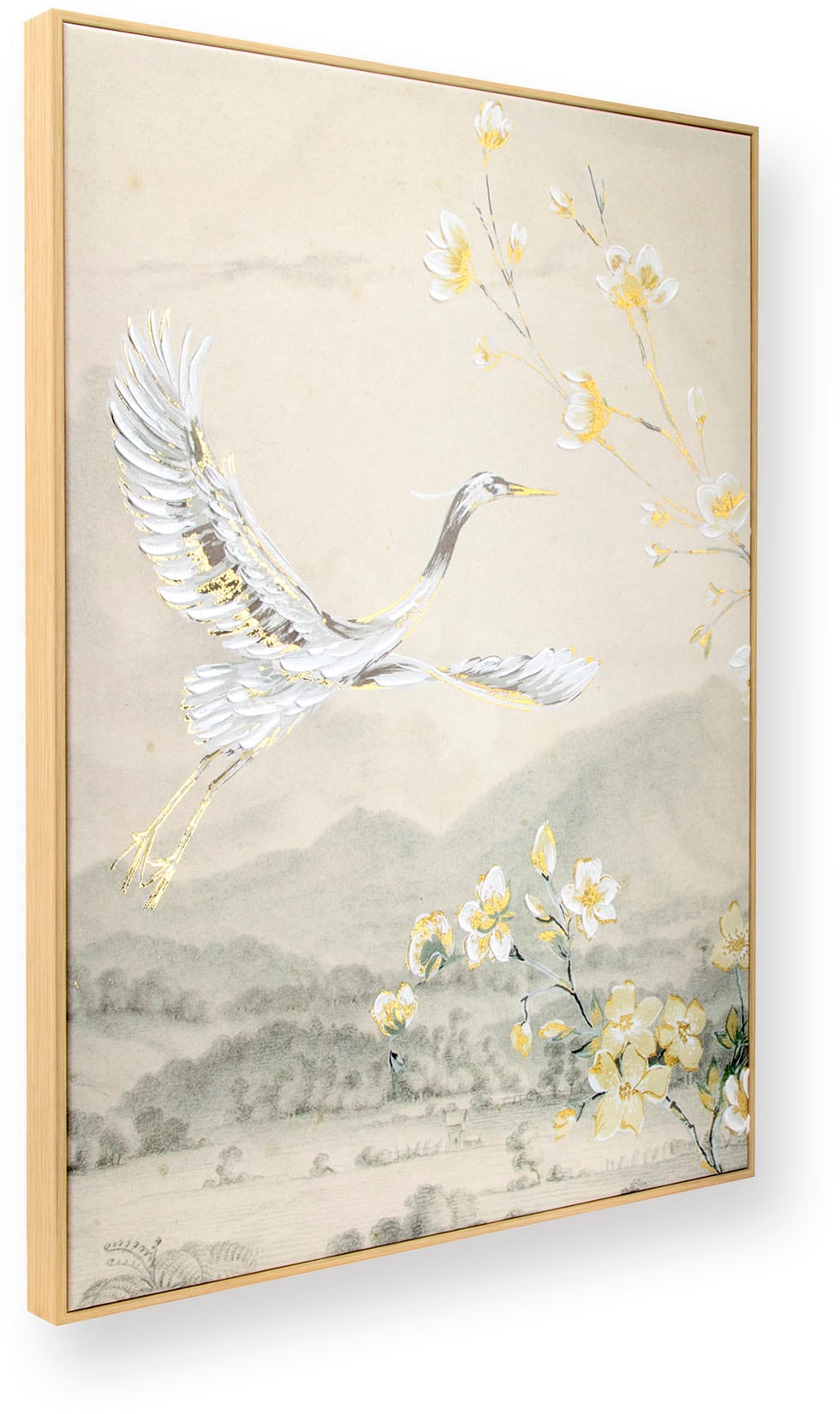 Art for the home Leinwandbild »Kran« 1 Stk. tlg. Handgemalt Wandbild Gold Metallic 50x70cm