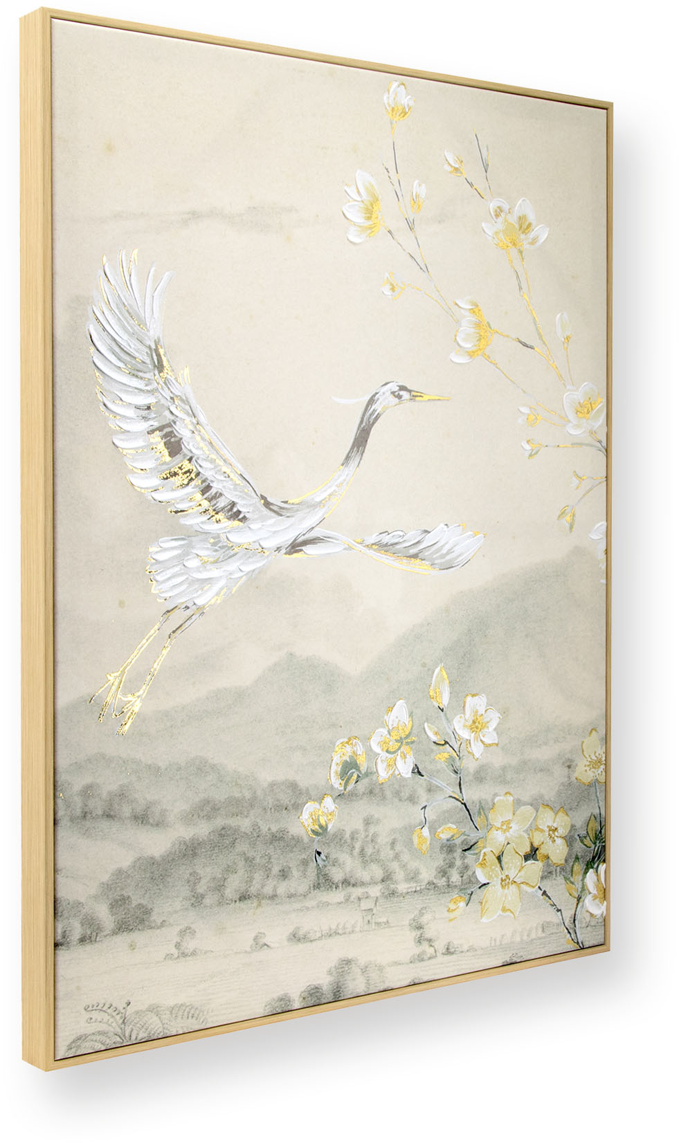 Thumbnail - Art for the home Leinwandbild "Kran" 1 Stk. tlg. Handgemalt Wandbild Gold Metallic 50x70cm