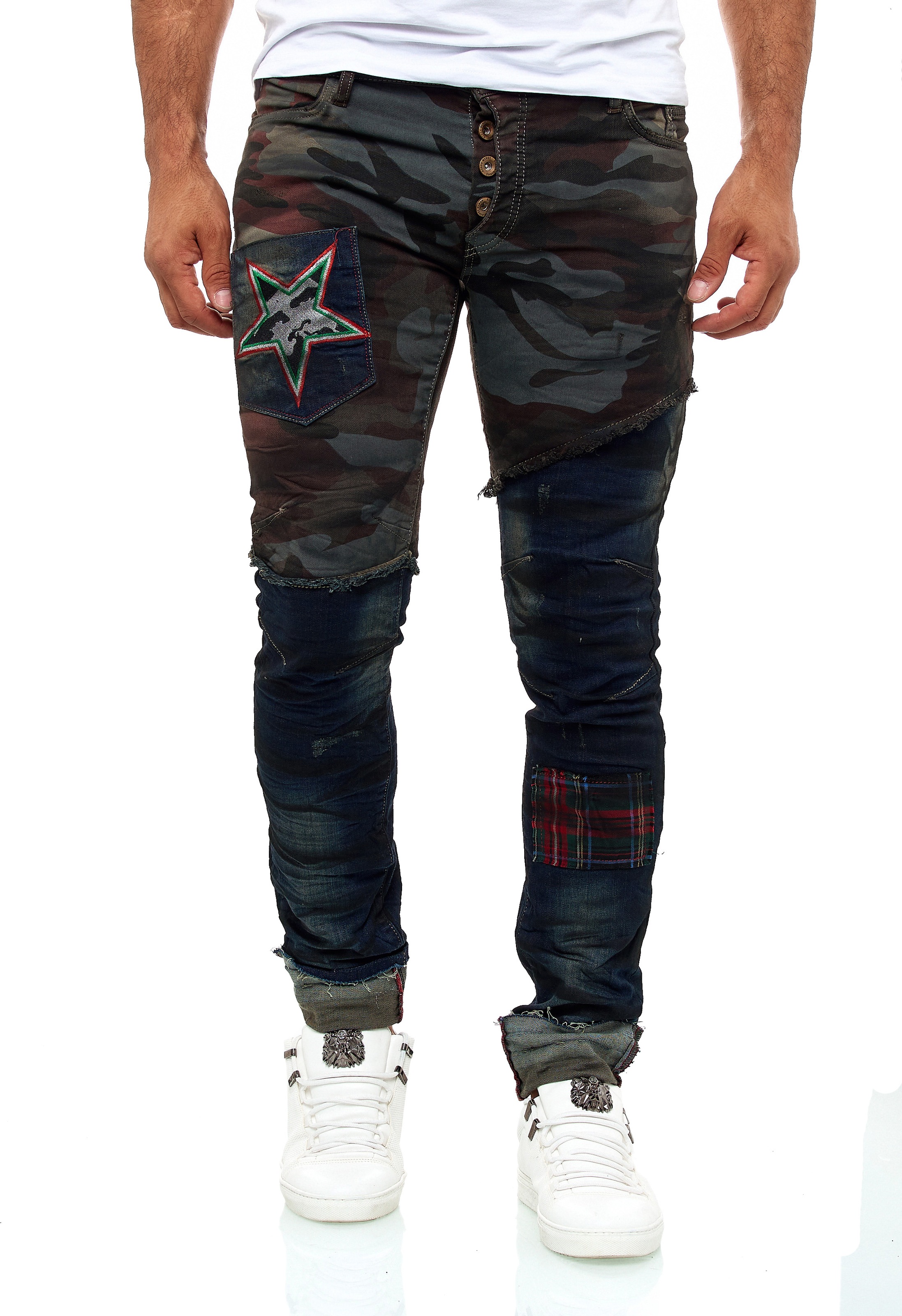KINGZ Slim-fit-Jeans, im Army-Look