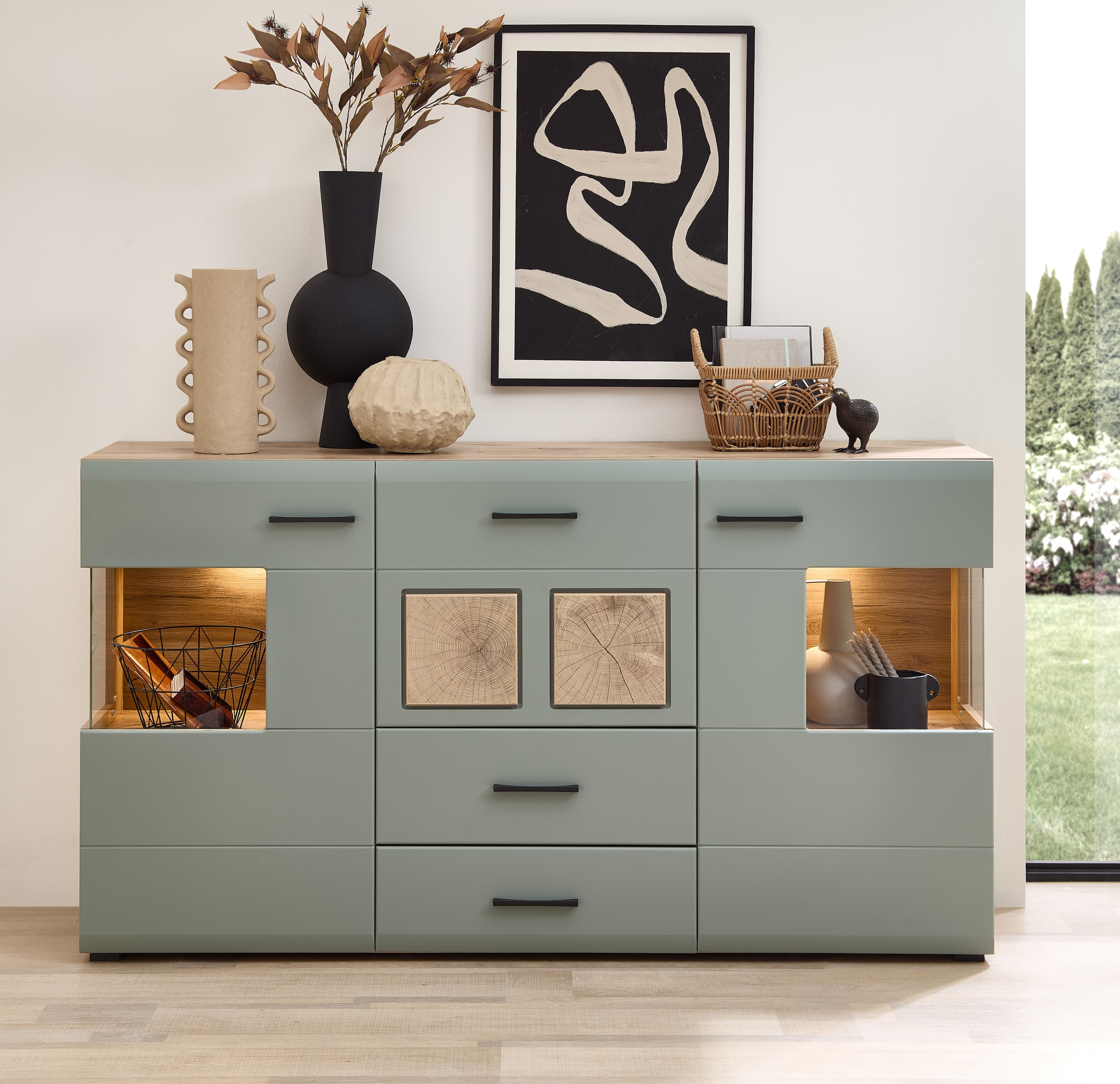 Innostyle Sideboard »FUN PLUS II«, 2 Holztüren, 3 Schubläden, 7 Fächer, Softclose, ABS Kantenschutz