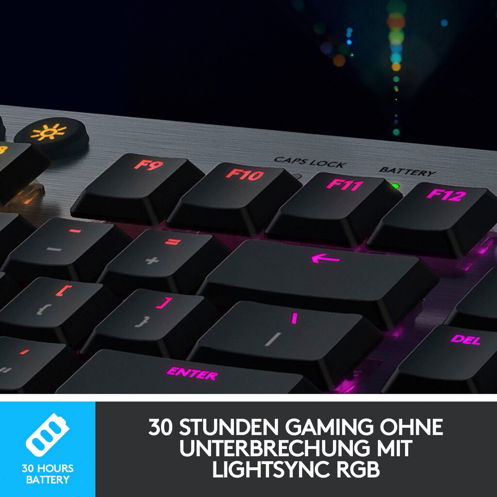 Logitech G Gaming-Tastatur »G915 LIGHTSPEED Wireless Clicky«, (programmierbare G-Tasten-Multimedia-Tasten)