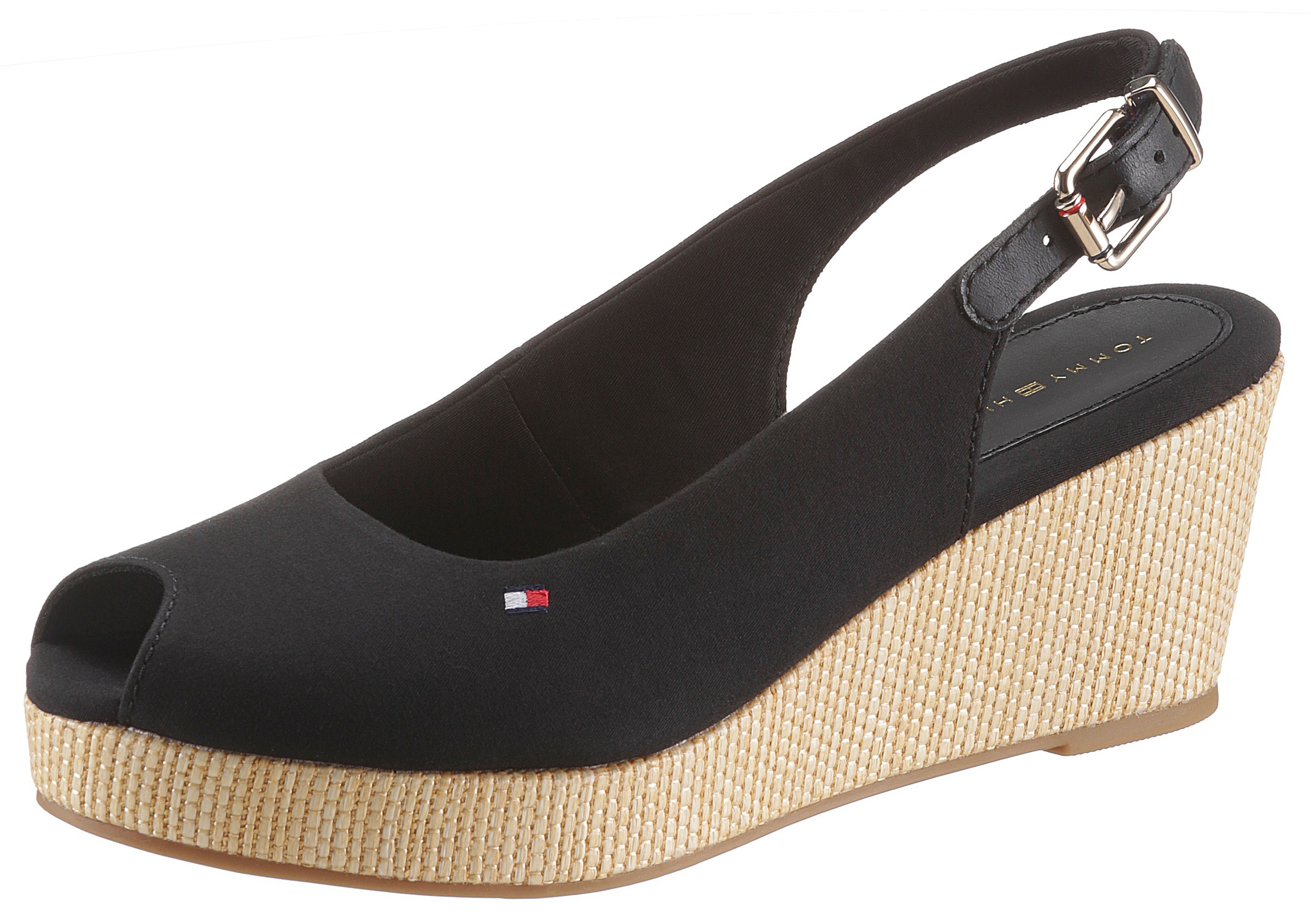 Tommy Hilfiger Sandalette "ICONIC ELBA SLING BACK WEDGE", Sommerschuh, Sand günstig online kaufen