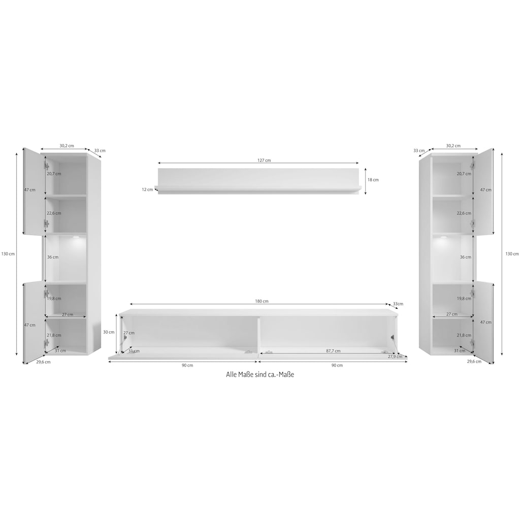 INOSIGN Wohnwand »PARIS«, (Set, 4 St.), hängend und stehend montierbar