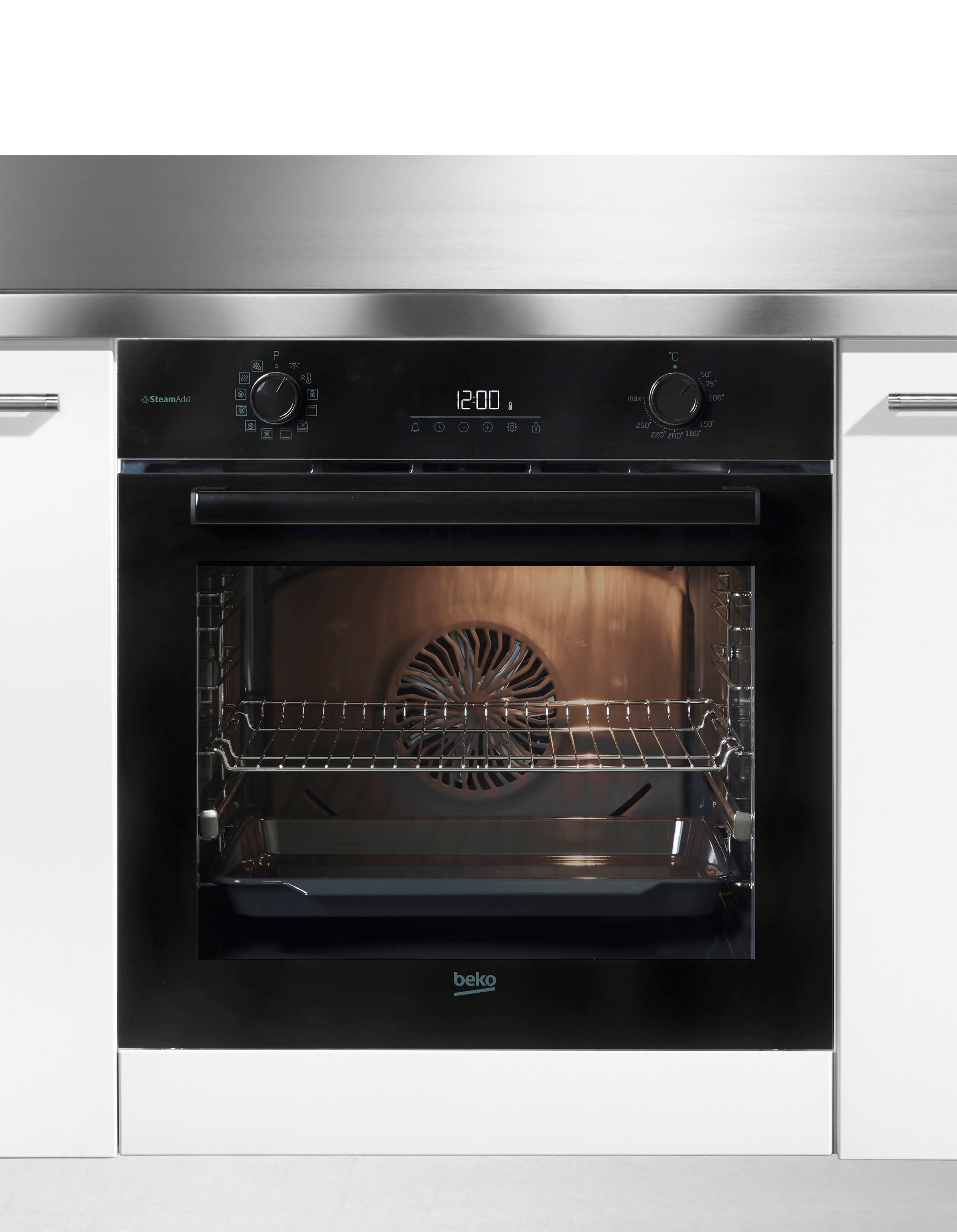 BEKO Einbaubackofen "BBIS17300BCS", Energieeffizienz: A (A+++-D), schwarz, B:59,4cm H:59,5cm T:56,7cm, Backöfen, Dampf für knusprige Kruste & fluffiges Inneres dank SteamAdd, Einbaubackofen 2