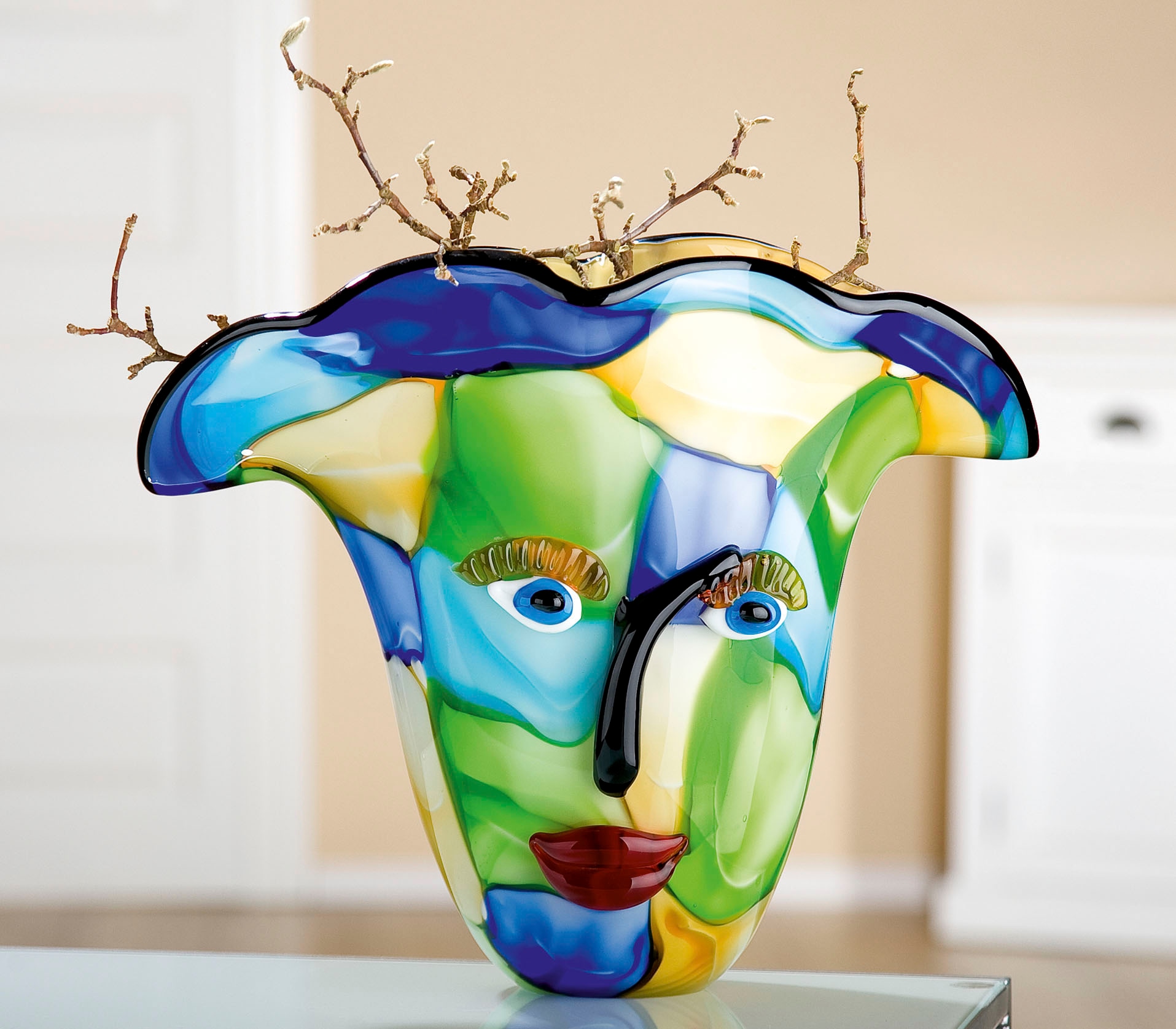 Casablanca by Gilde Tischvase »Visto, Höhe ca. 31 cm«, (1 St.), dekorative Vase aus Glas, Blumenvase