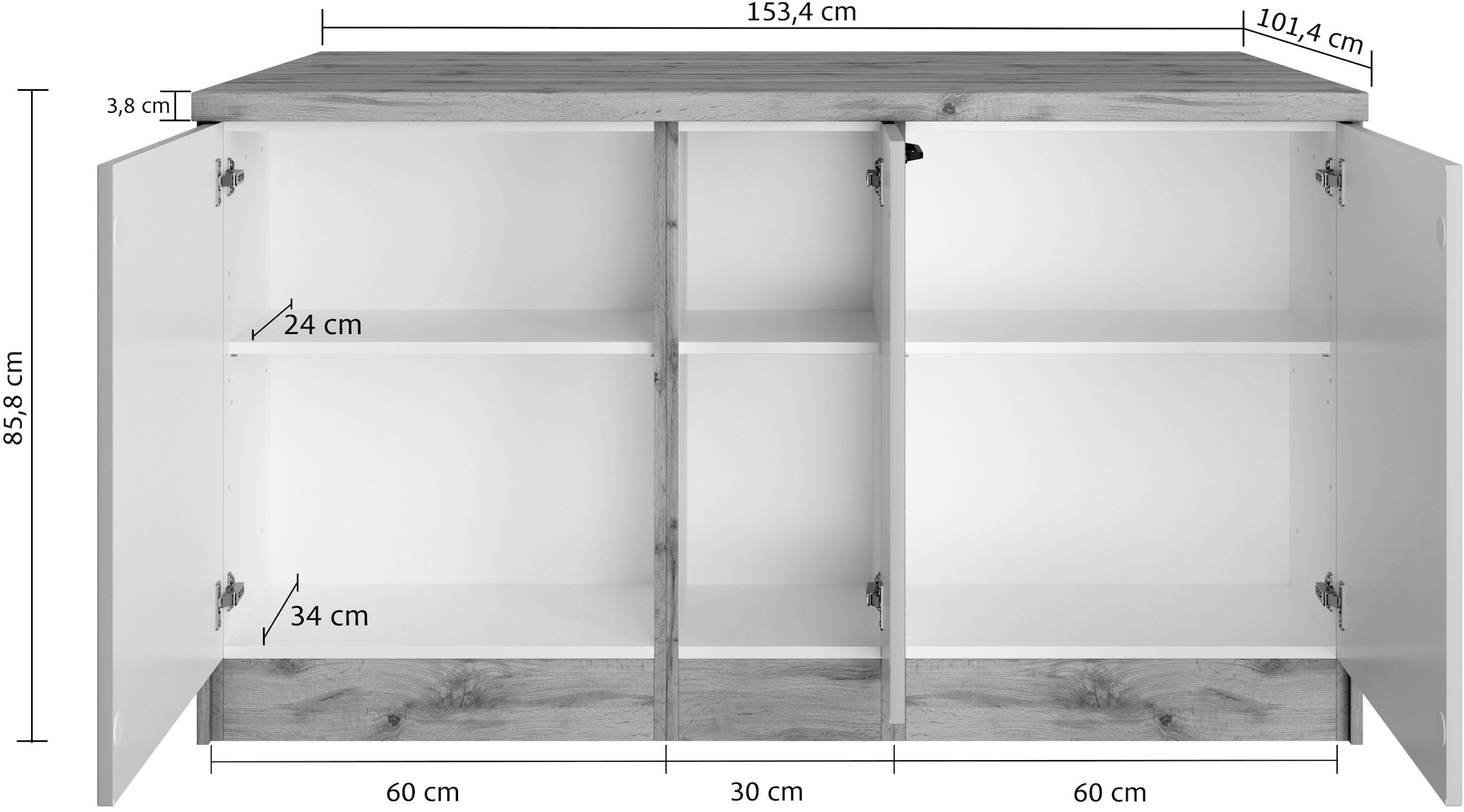 KOCHSTATION Kücheninsel »KS-Lana, Breite 153 cm«, MDF-Fronten, Arbeitsplatte 38mm stark