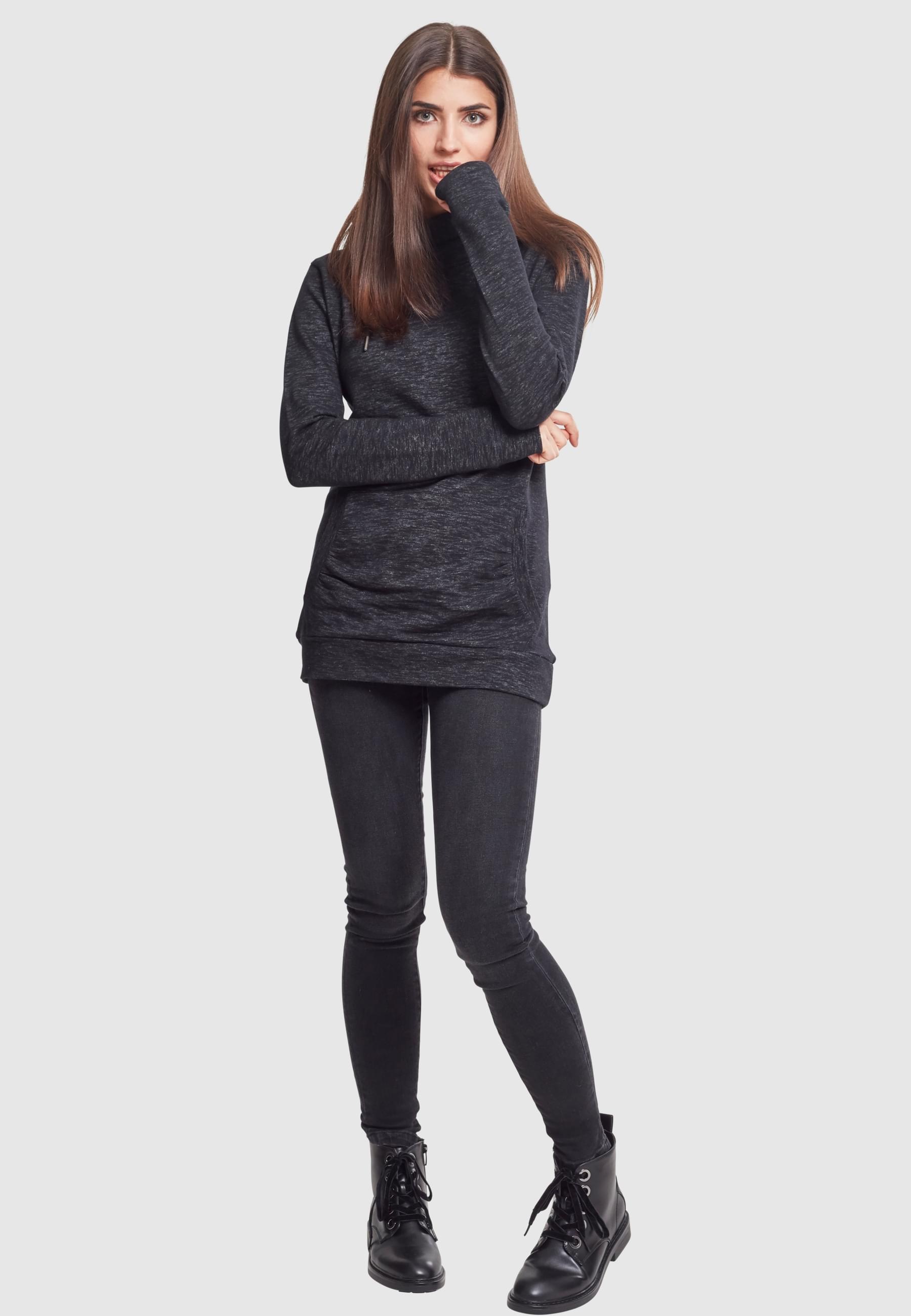 URBAN CLASSICS Rundhalspullover »Urban Classics Damen Ladies Slub Terry High Neck Hoody«, (1 tlg.)