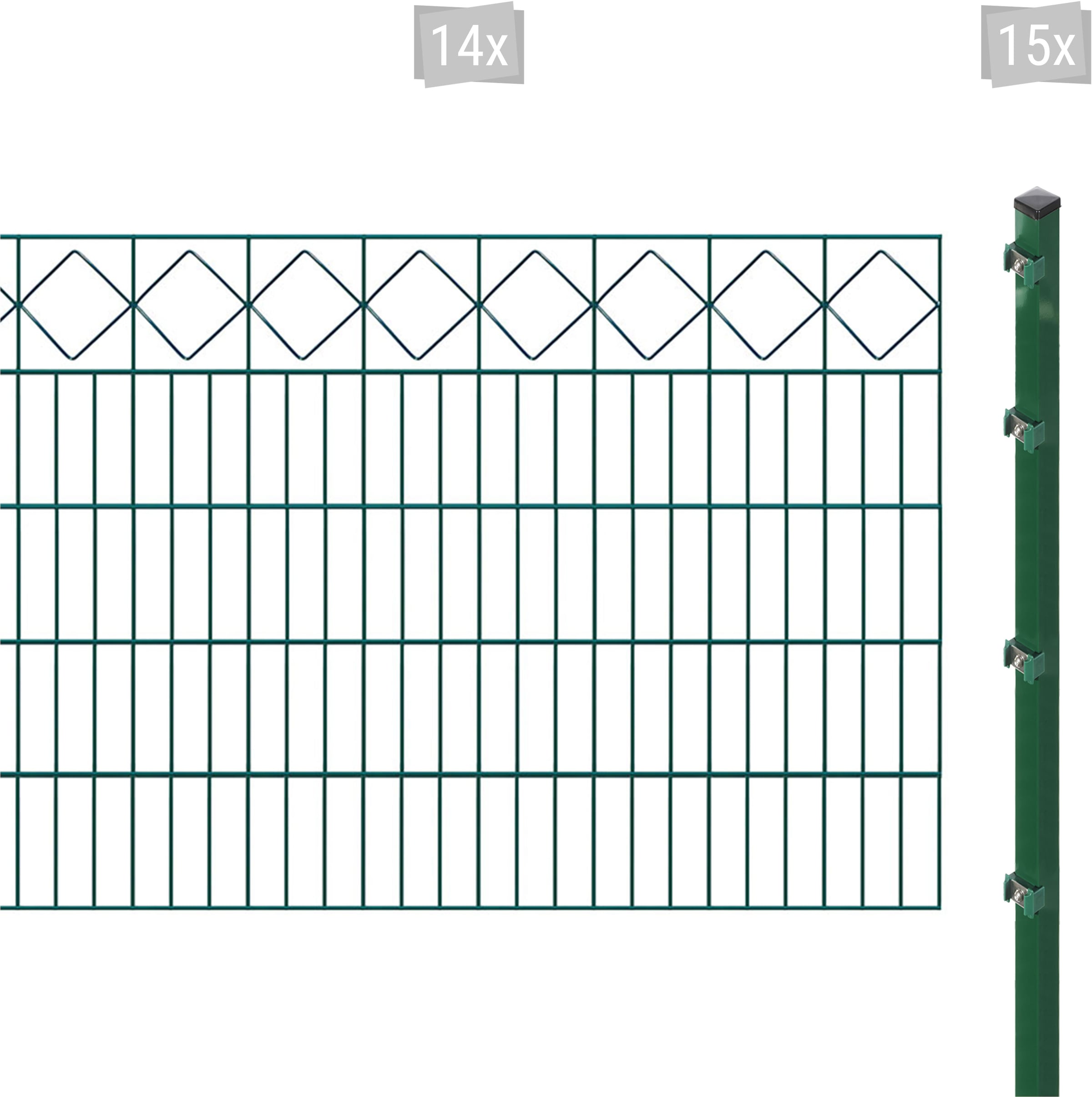 Arvotec Doppelstabmattenzaun "ESSENTIAL 100 zum Einbetonieren "Karo" mit Zierleiste", Zaunhöhe 100 cm, Zaunlänge 2 - 60 